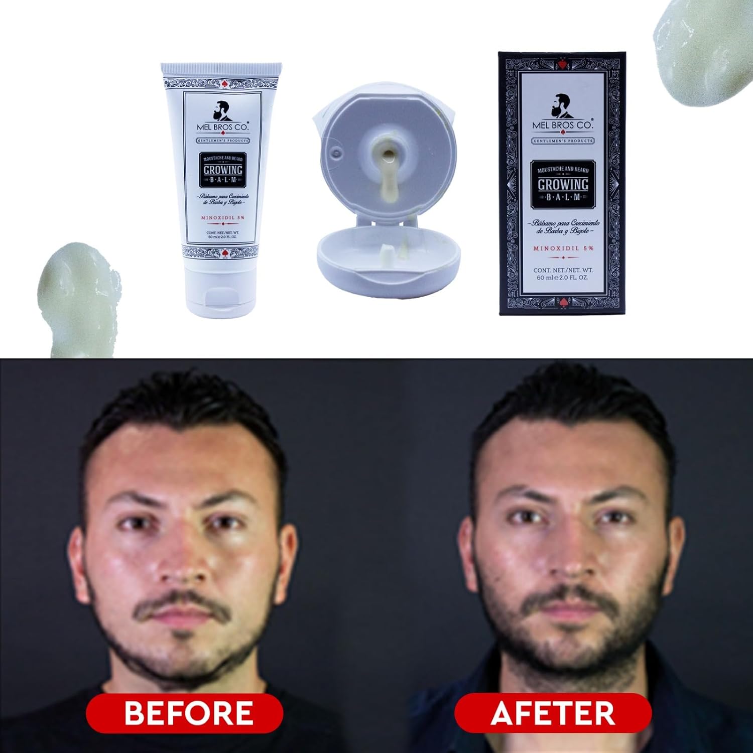 MEL BROS CO Bálsamo para Cultivar Barba y Bigote 2oz – Biotina y Queratina