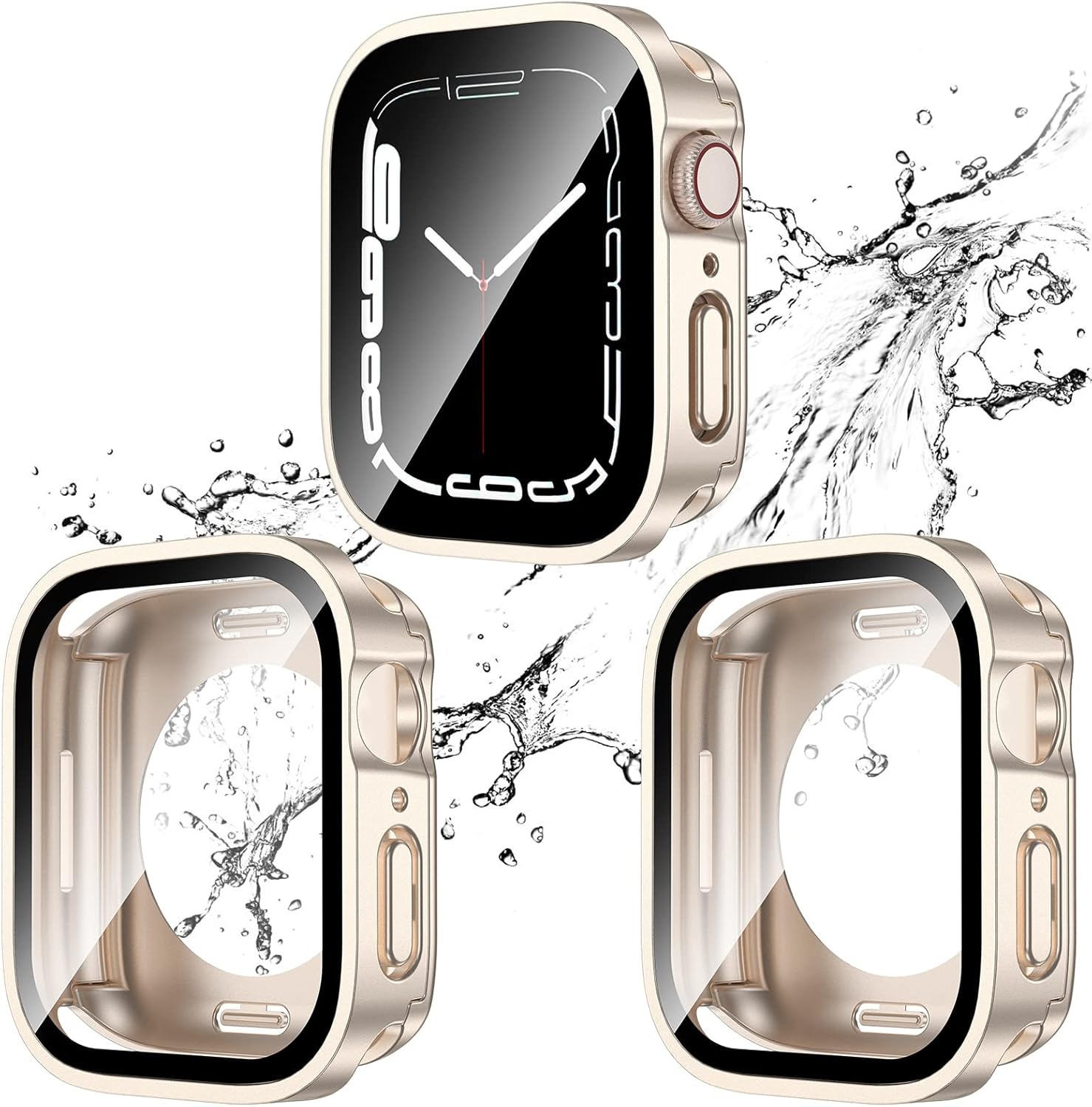 Paquete de 2 fundas impermeables 2 en 1 para Apple Watch Series SE 6, 5, 4, de 1.732 pulgadas, parachoques delantero y trasero de PC con protector
