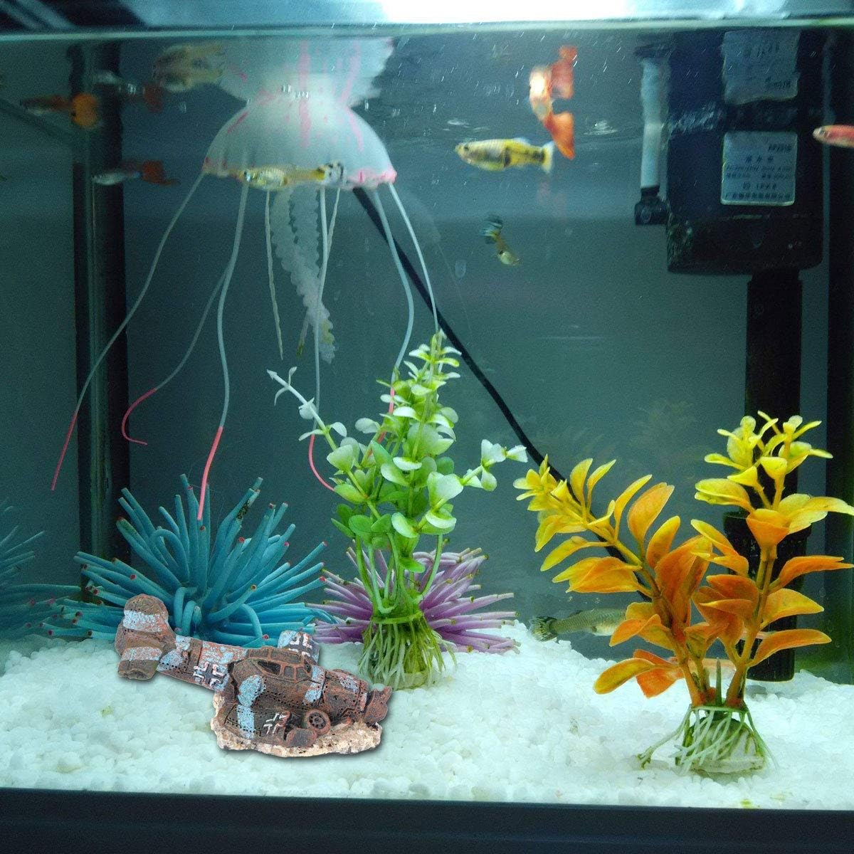 VILLCASE Decoración de acuario de avión hundido, decoración de acuario, barco de pesca, decoración de resina, avión hundido, decoración de animales,