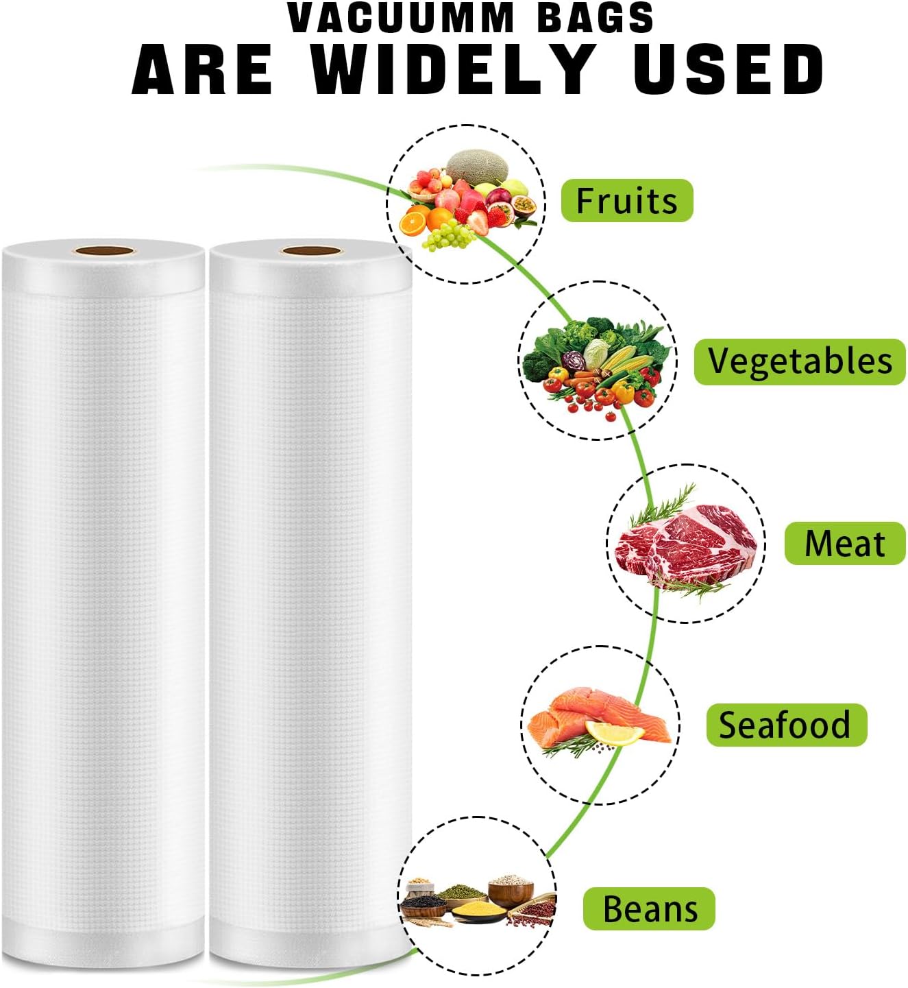 NexLevVac Vacuum Sealer Bags 11″x20′ Rolls 3 Pack for Food Saver, BPA Free,Customized Size,Commercial Grade Vacuum Seal Freezer Roll Bags,Great for