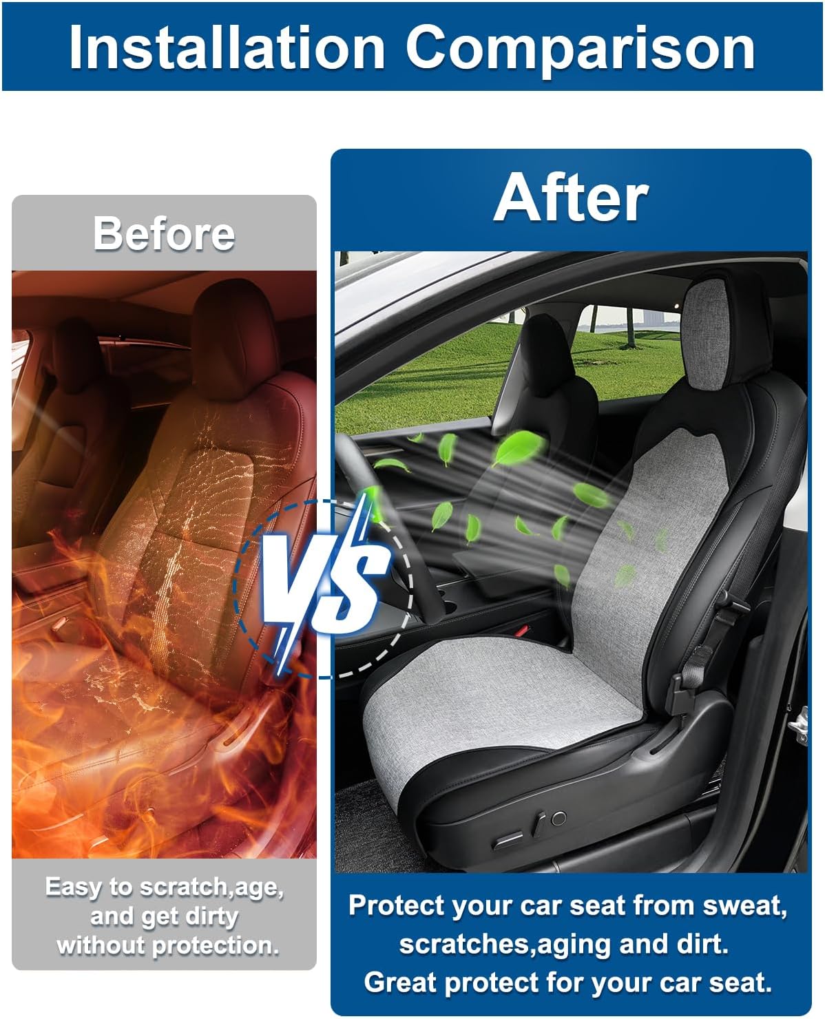 Fundas de asiento para Tesla modelo YModel 3, accesorios para asiento delantero de automóvil, protector de asiento para todas las estaciones,