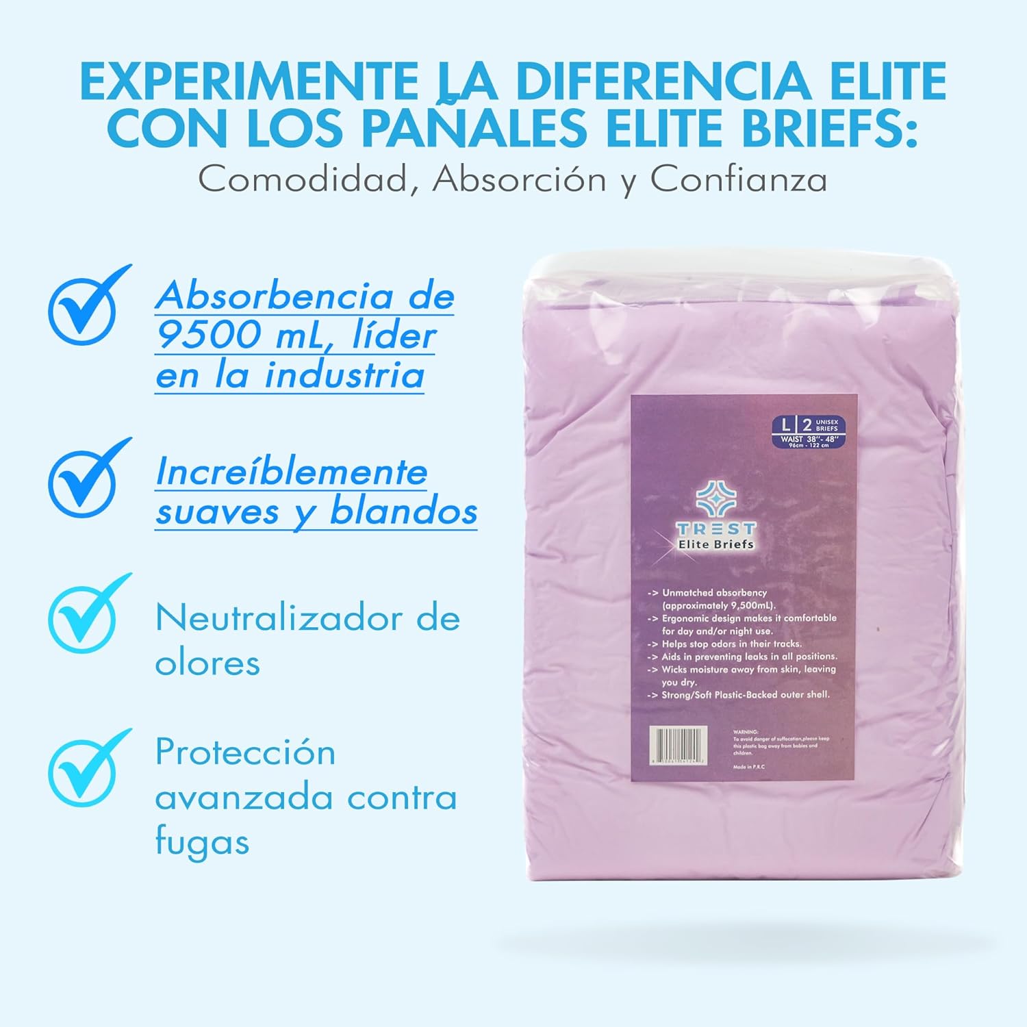 TREST Elite – Calzoncillos para hombres y mujeres, pañales nocturnos para incontinencia, absorción de élite, cómodos, neutralizantes de olores y