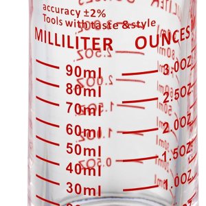 Vaso de medición de vidrio de chupito 3 onzas90ML líquido pesado alto taza de vidrio espresso línea roja Vaso de medición de vidrio de chupito 3 onzas90ML líquido pesado alto taza de vidrio espresso línea roja