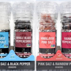 Soeos Granos de pimienta negra + sal marina blanca + granos de pimienta arcoíris + sal rosa, 10.6 oz (300.50 g), juego de sal y pimienta, juego de Soeos Granos de pimienta negra + sal marina blanca + granos de pimienta arcoíris + sal rosa, 10.6 oz (300.50 g), juego de sal y pimienta, juego de