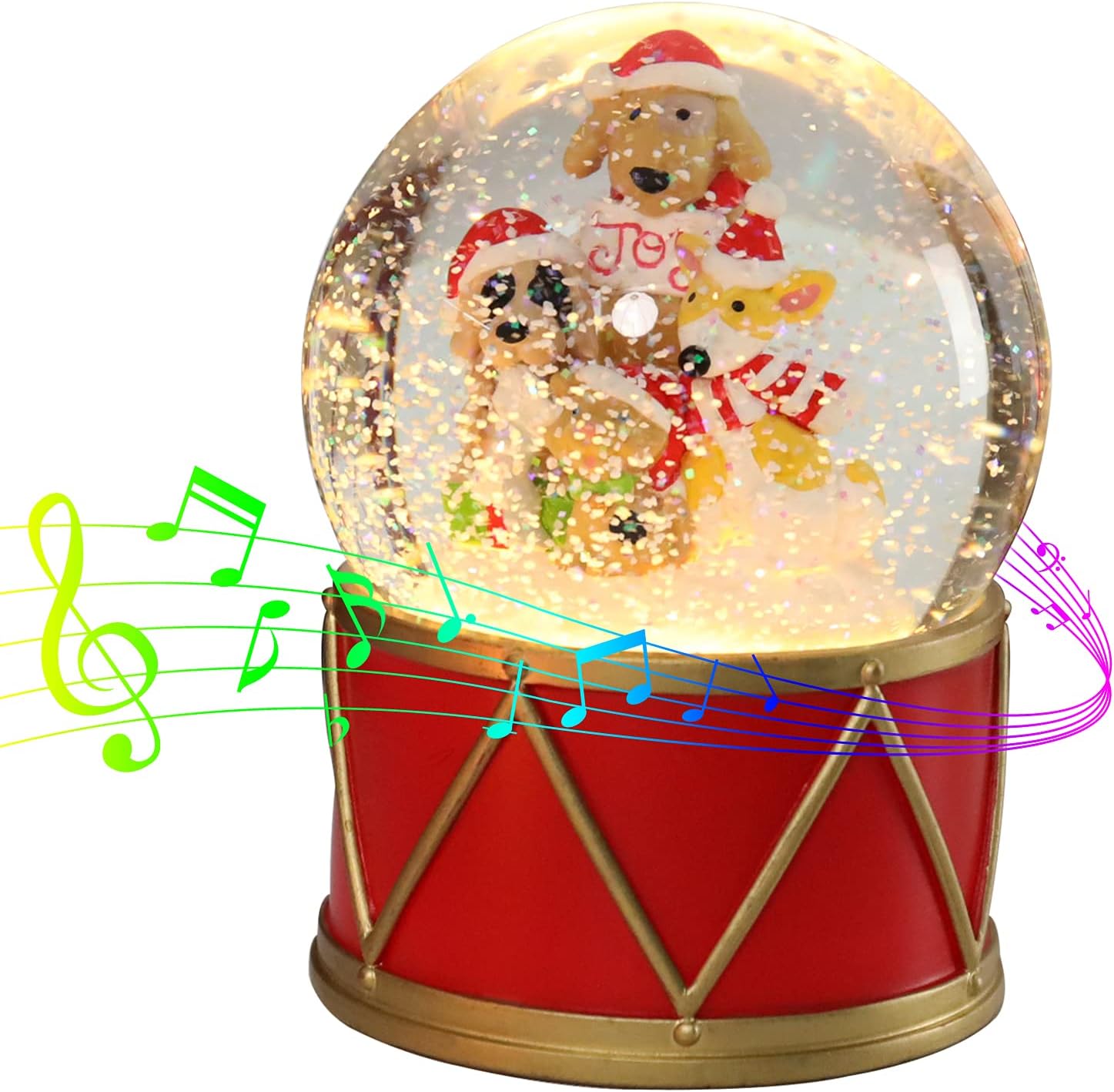 Globo de nieve de Navidad, globo de agua musical para perros y gatos, con 8 canciones, caja de música que cambia de color, para decoración del hogar