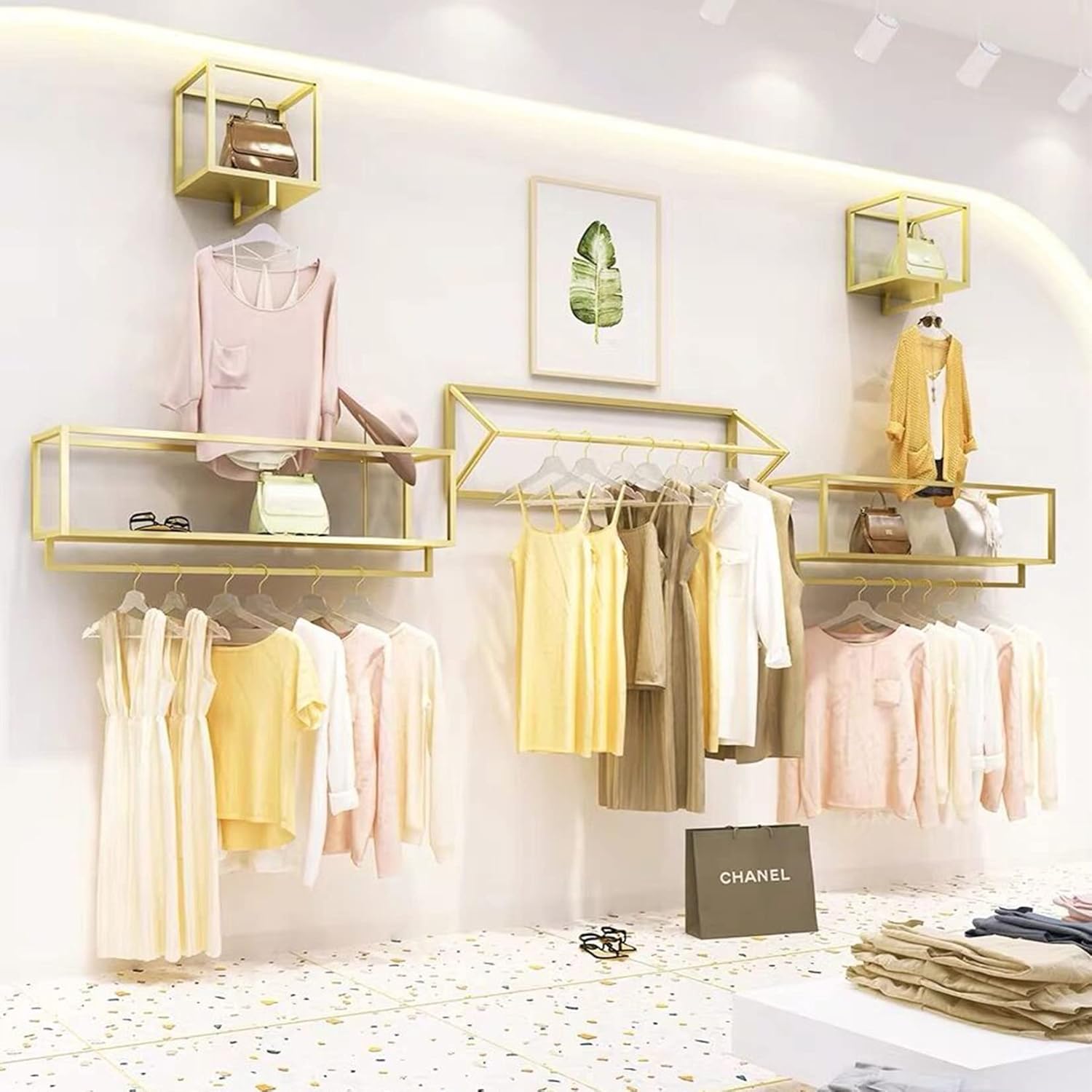 Percheros de metal para tiendas de ropa, estantes colgantes para colgar en la pared, estante de ropa para plantas en macetas en el hogar, toallero