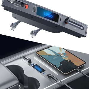 WinDu Cargador USB de coche para Tesla Modelo 3 Modelo Y 2021 2022 2023, estación de acoplamiento USB Hub con retráctil dual 20W Tipo-C para Tesla WinDu Cargador USB de coche para Tesla Modelo 3 Modelo Y 2021 2022 2023, estación de acoplamiento USB Hub con retráctil dual 20W Tipo-C para Tesla