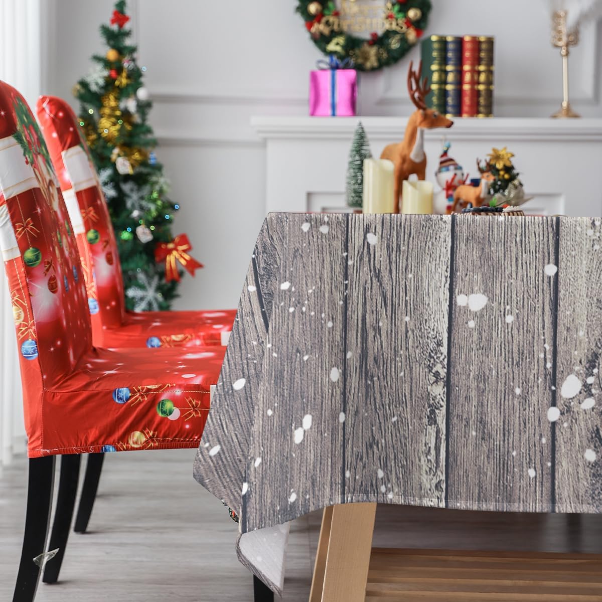 Lepuho Mantel de Navidad de 60 x 84 pulgadas, mantel rectangular de Navidad, muñeco de nieve, impermeable, resistente a las manchas y a las arrugas,