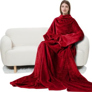 Manta de forro polar con mangas y bolsillo para el pie para adultos, mujeres y hombres, manta ligera de felpa suave para TV con mangas y velcro Manta de forro polar con mangas y bolsillo para el pie para adultos, mujeres y hombres, manta ligera de felpa suave para TV con mangas y velcro