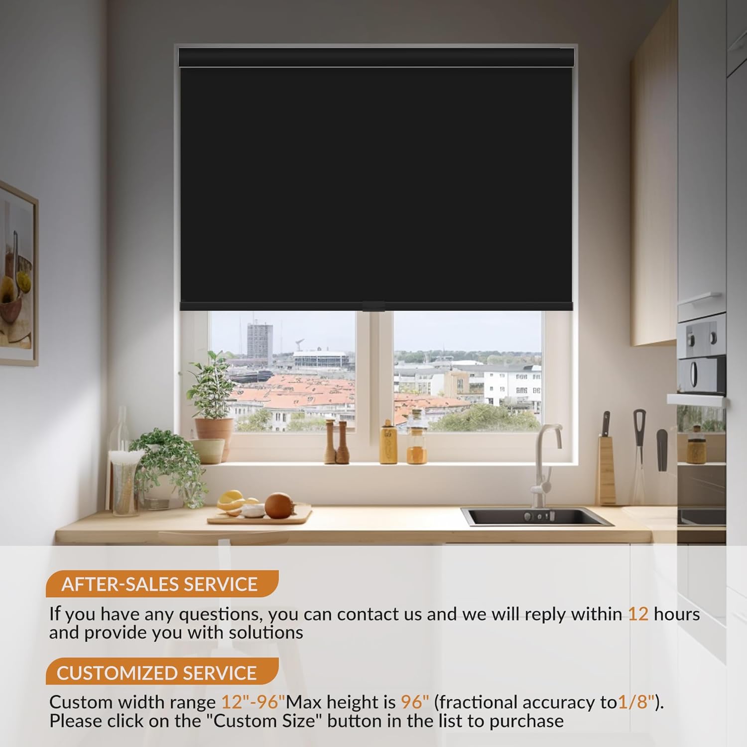 HOTSOON Persianas enrollables opacas para ventanas, sin cordón, para oscurecer la habitación, persianas enrollables fáciles de instalar, con cenefa