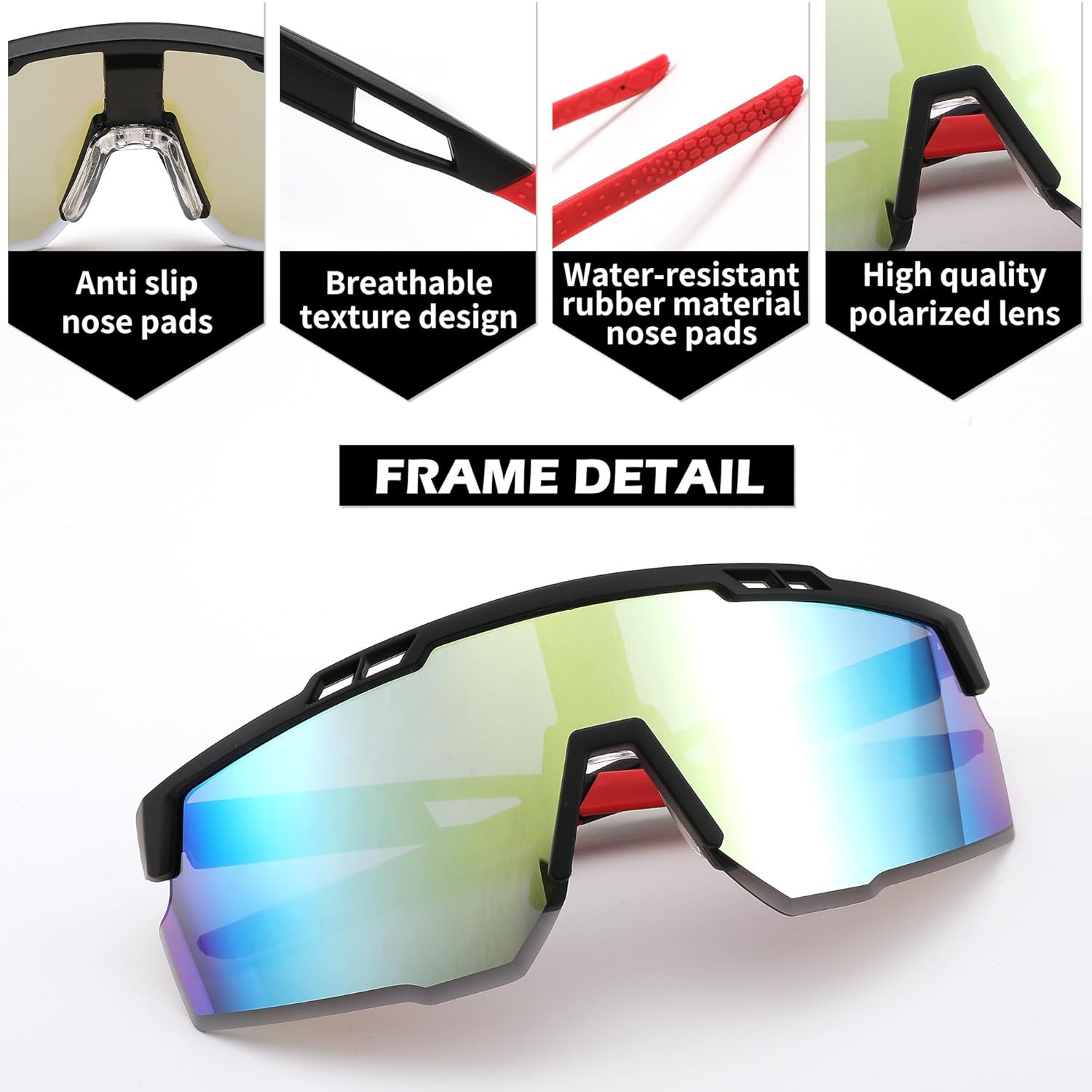 FEISEDY Gafas de sol deportivas para hombres y mujeres, protección UV400, gafas de ciclismo, golf, béisbol, conducción, pesca, B0022