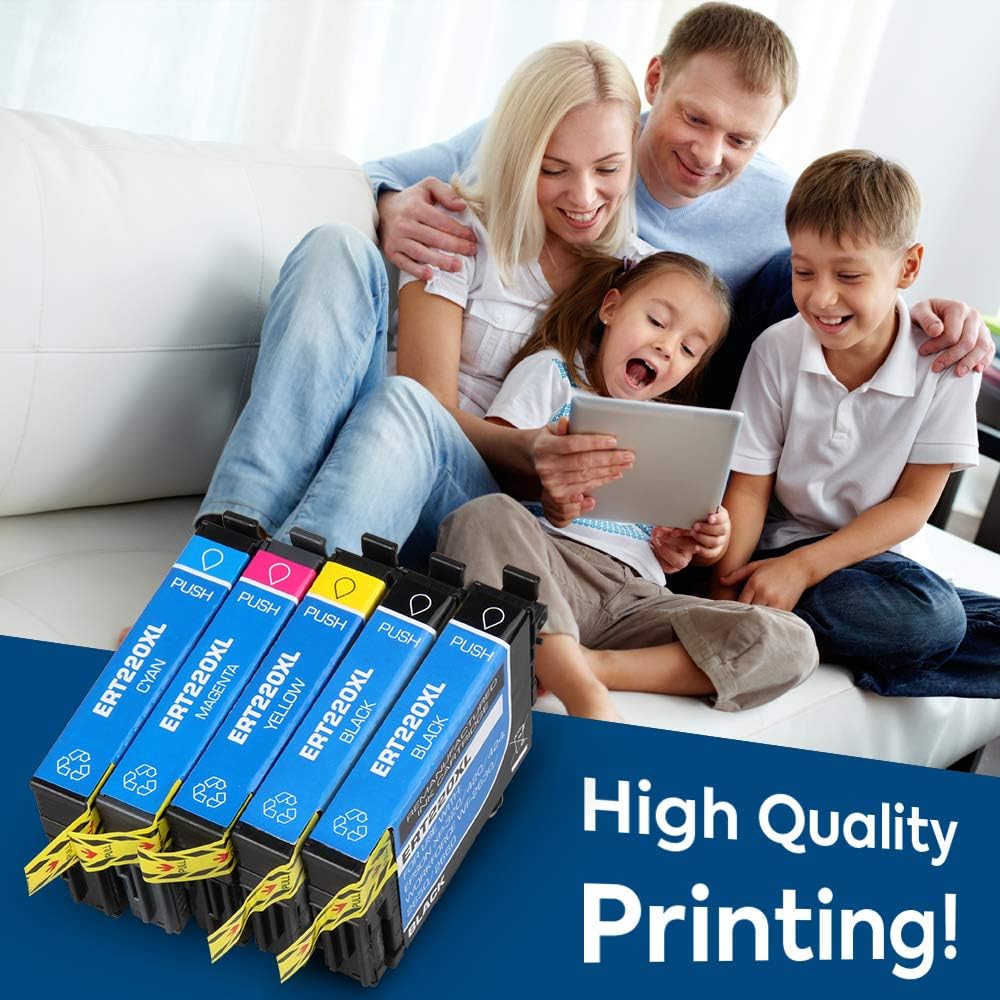 ALLWORK Cartucho de tinta remanufacturado de repuesto para Epson 220 220XL T220XL Uso con Workforce WF-2760 WF-2750 WF-2630 WF-2650 WF-2660 XP-320