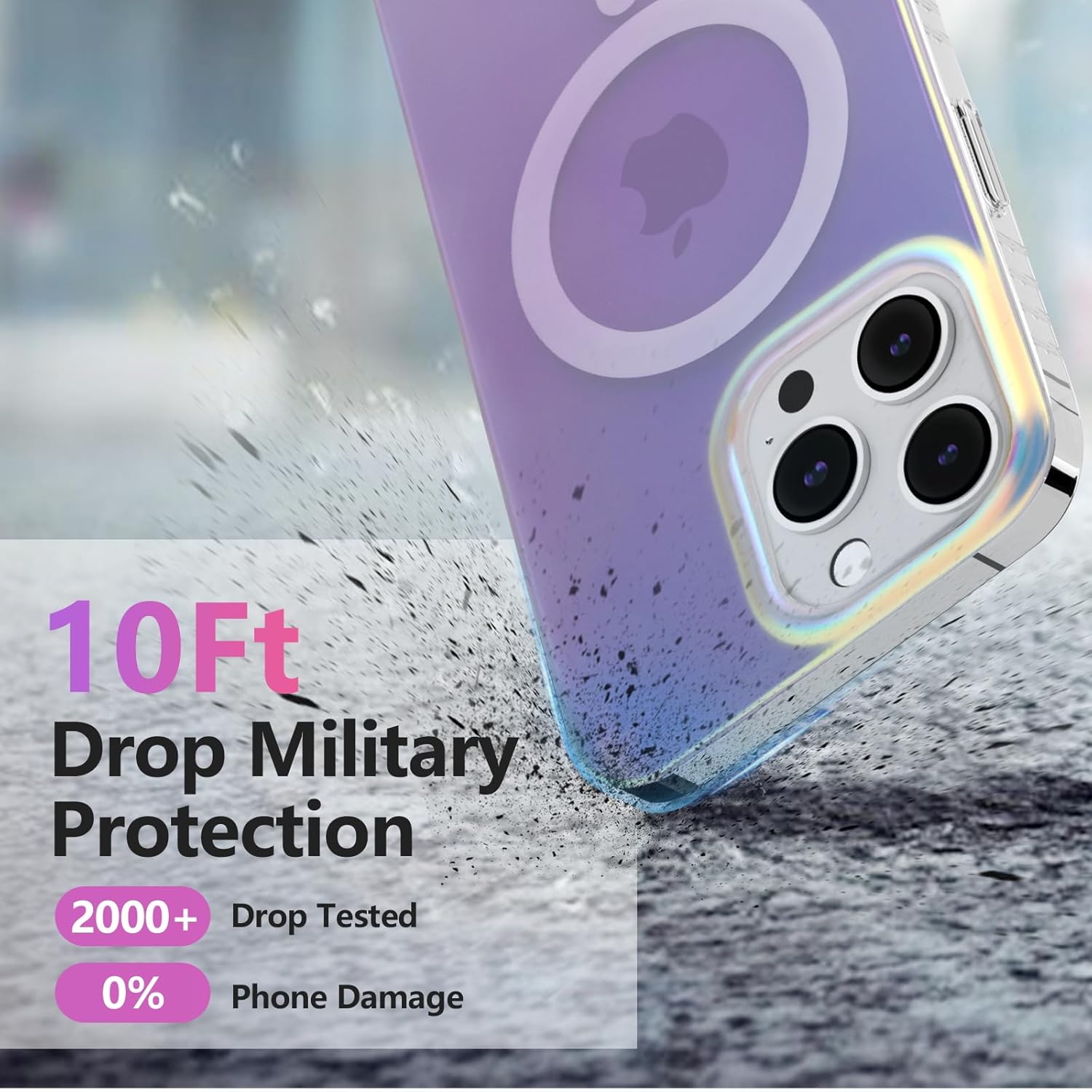 Dosanlues Funda magnética para iPhone 15 Pro holográfica iridiscente, compatible con Magsafe Funda protectora delgada translúcida mate para iPhone