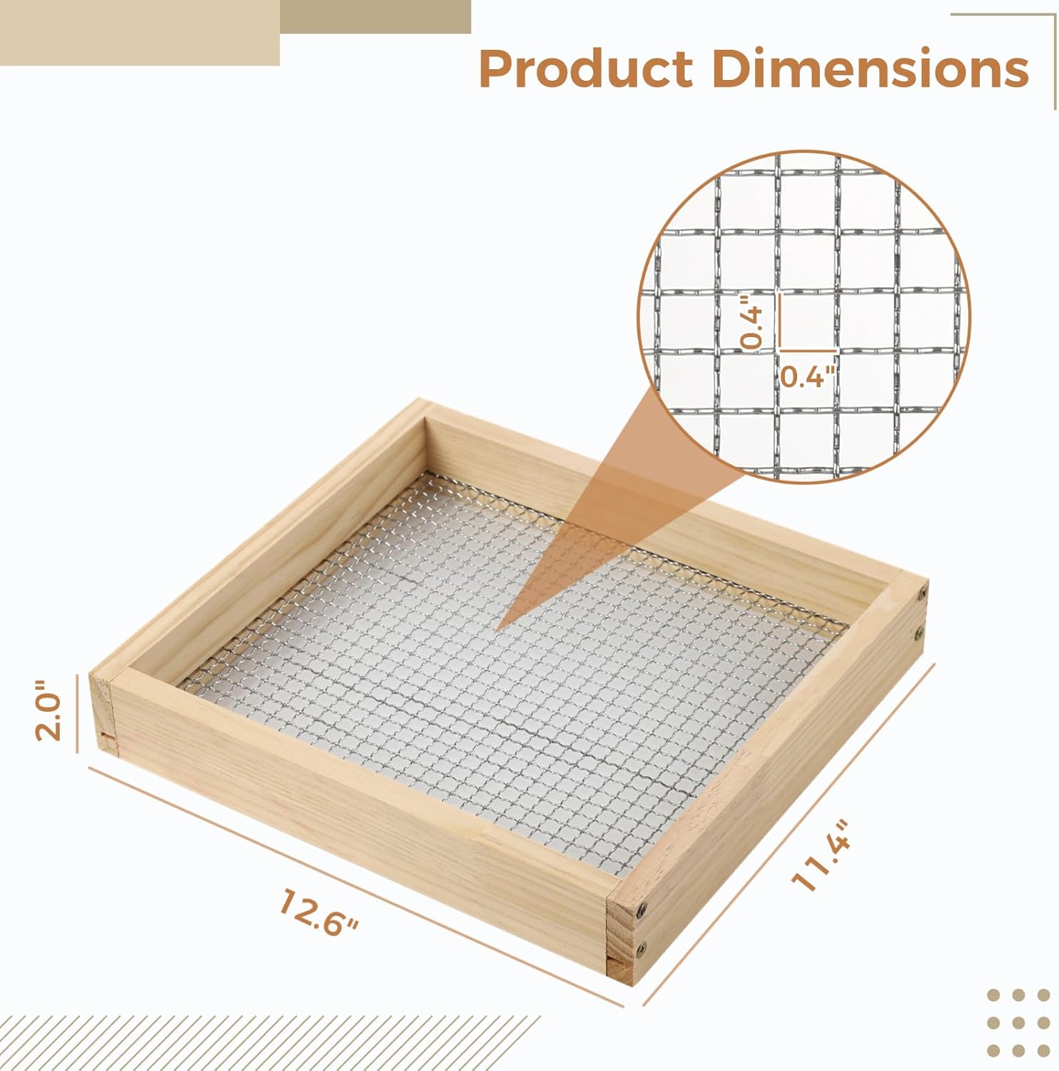 Tamiz de suelo de madera para jardinería, tamiz de tierra de arena de jardín para cubo de 5 galones, tamiz de compost de jardinería para rocas de