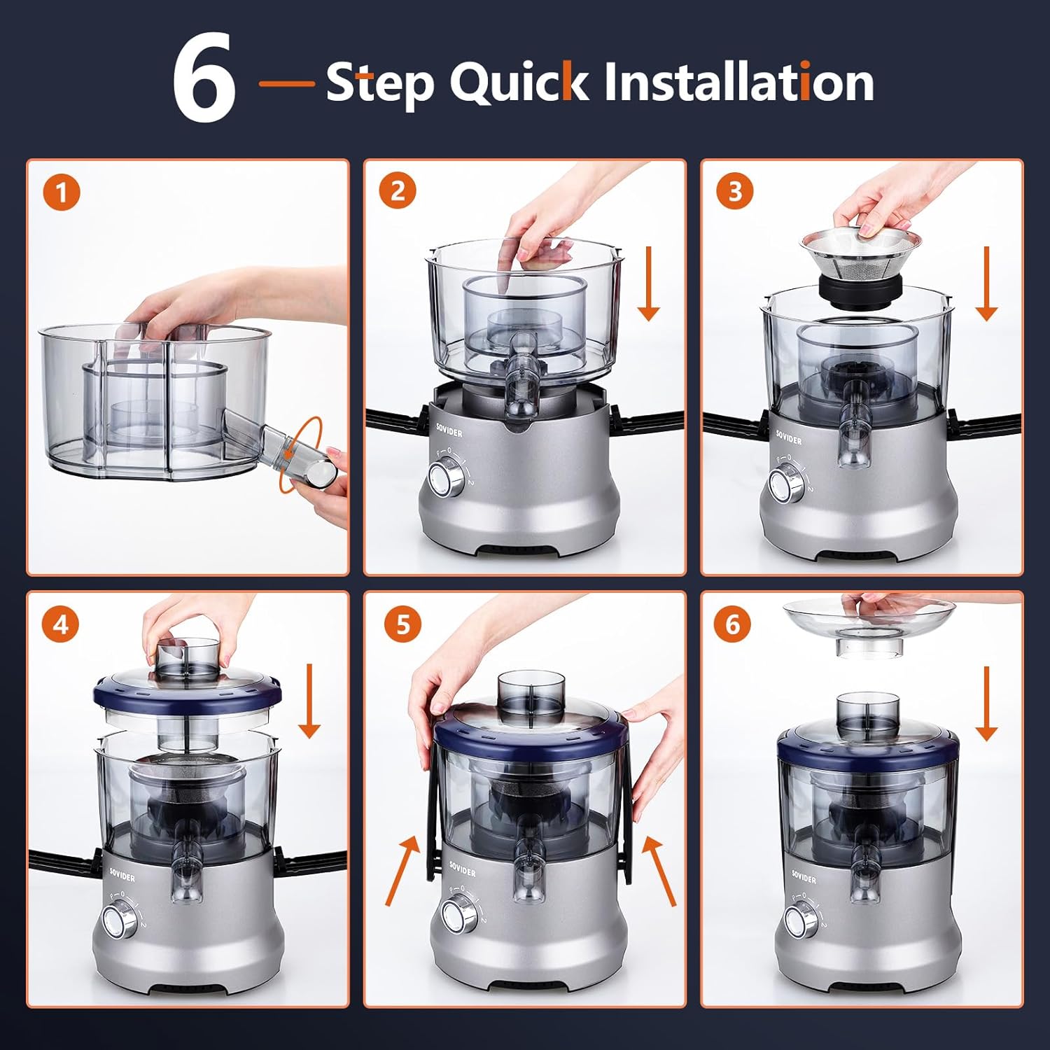Exprimidor rápido para verduras y frutas con 2 tazas de jugo, tubo de alimentación de 3 pulgadas, extractor centrífugo de 800 W, fácil de limpiar