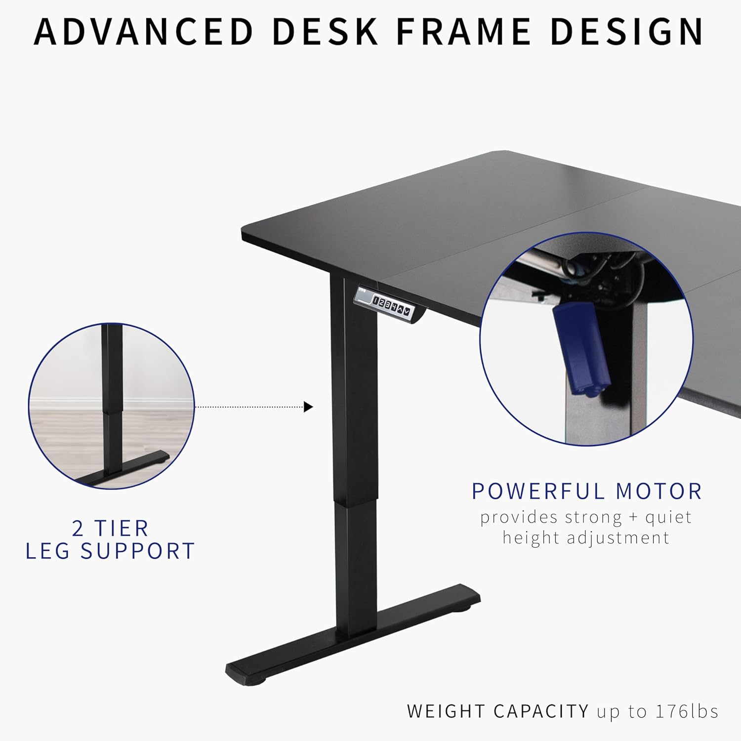 VIVO DESK-KIT-1W6W-30 – Escritorio eléctrico de altura ajustable de 60 x 30 pulgadas, mesa blanca, marco blanco, estación de trabajo de pie con