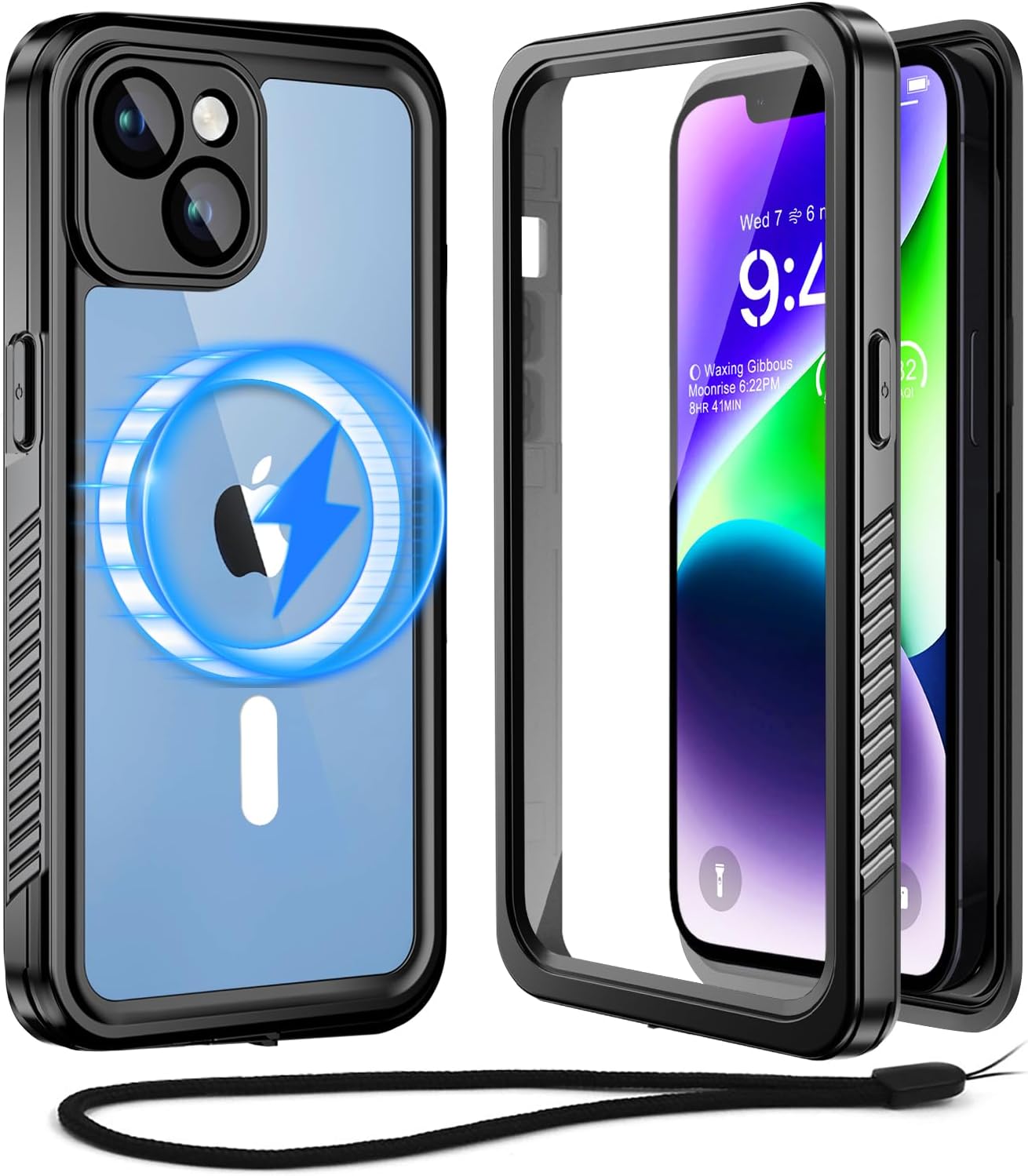 Unitedtime – Funda magnética para iPhone 14 impermeable con protector de pantalla integrado, compatible con MagSafe a prueba de golpes, a prueba de