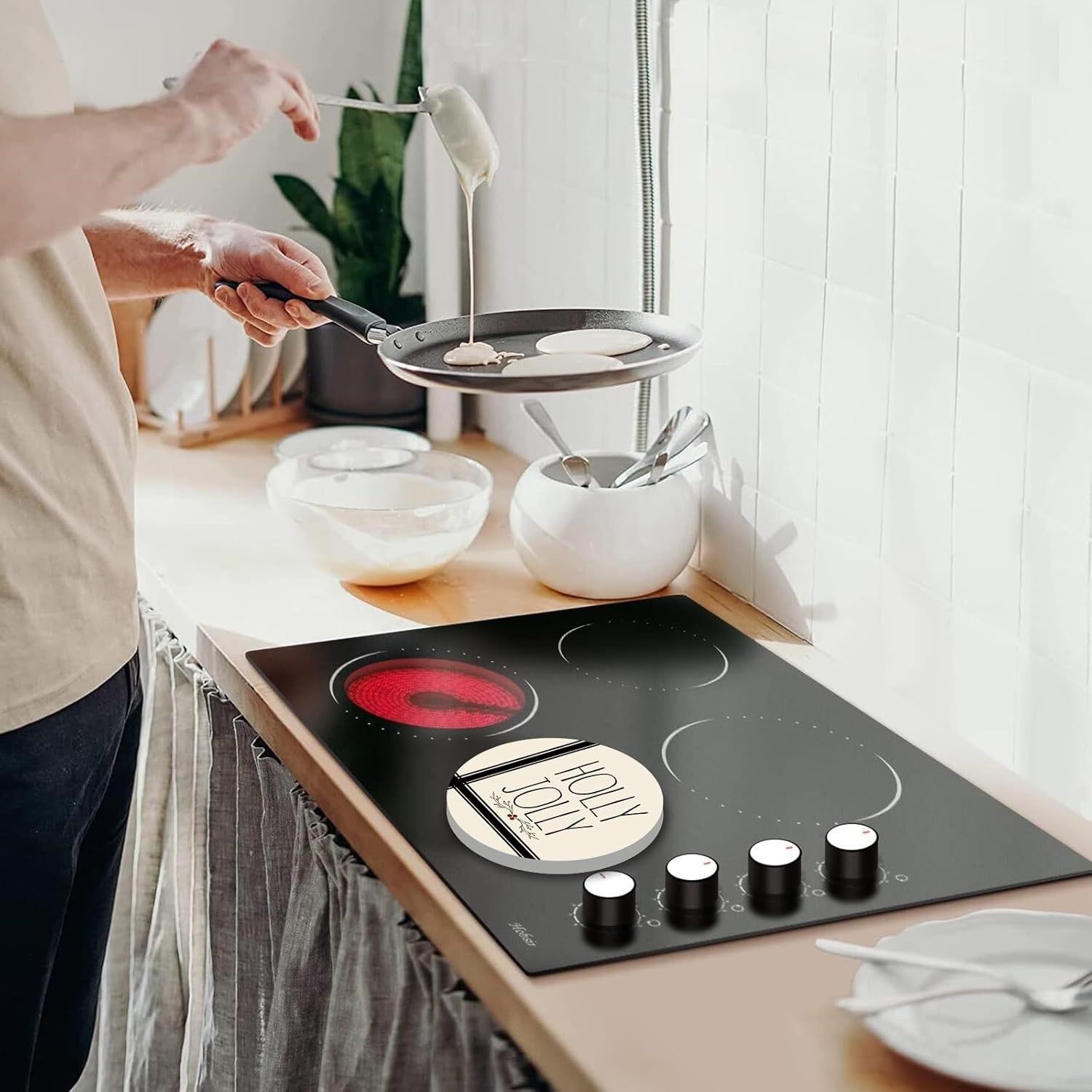 Fundas para quemadores de estufa eléctrica de decoración navideña, 4 fundas redondas para quemadores de estufa de Navidad, 8 y 10 pulgadas, cubierta