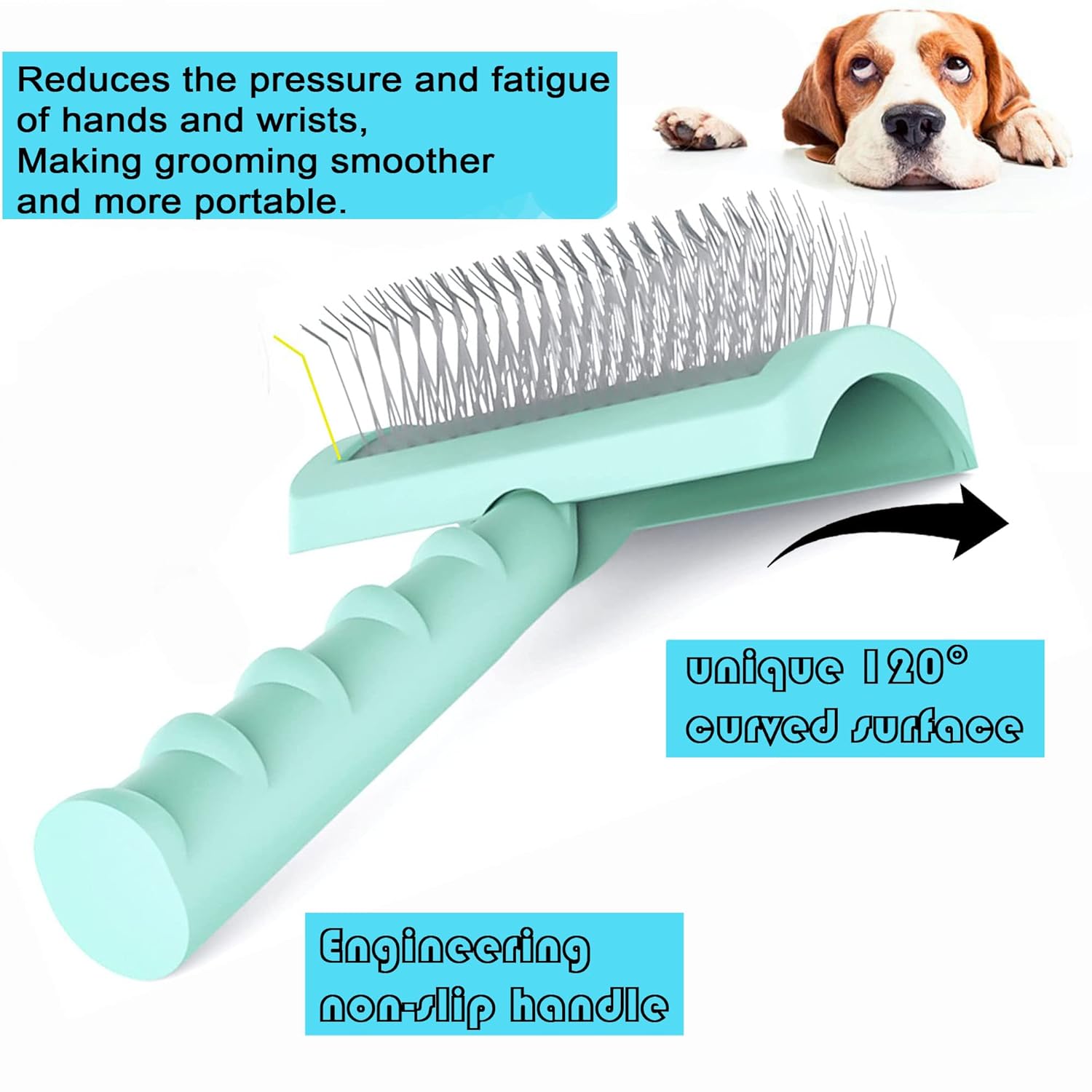 Cepillo grande para perros, gatos, cepillo extra largo para pelo largo, gato, aseo de mascotas, cepillo de alambre para pelo grueso y rizado, 0.984