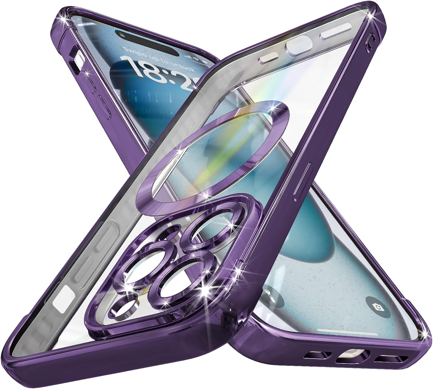 Funda MagSafe para iPhone 15 Pro Max con protector de cámara, funda de protección completa para iPhone 15 Pro Max, funda transparente y bonita para