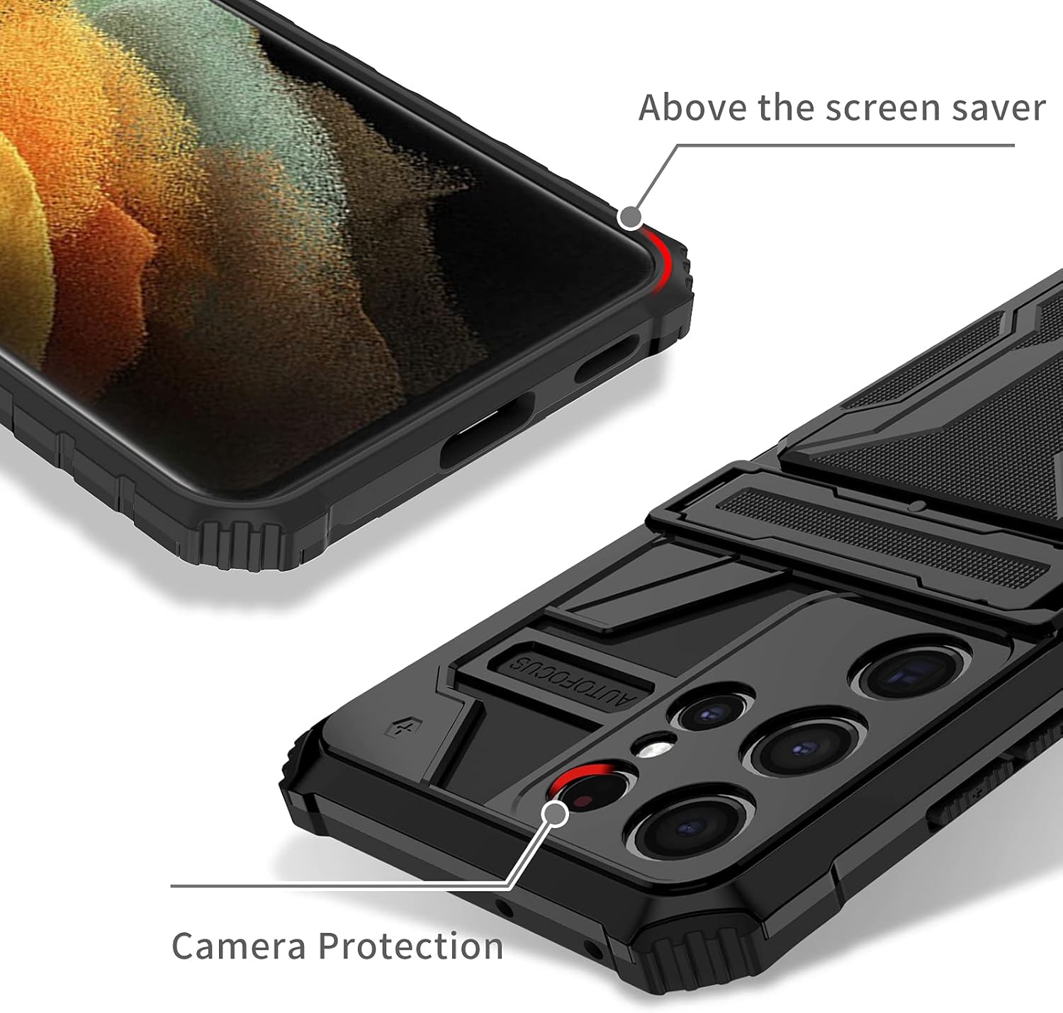 Funda para Galaxy S21 Ultra, Samsung S21 Ultra SM-G998U – Funda tipo cartera con protector de pantalla, tarjetero y soporte integrado a prueba de