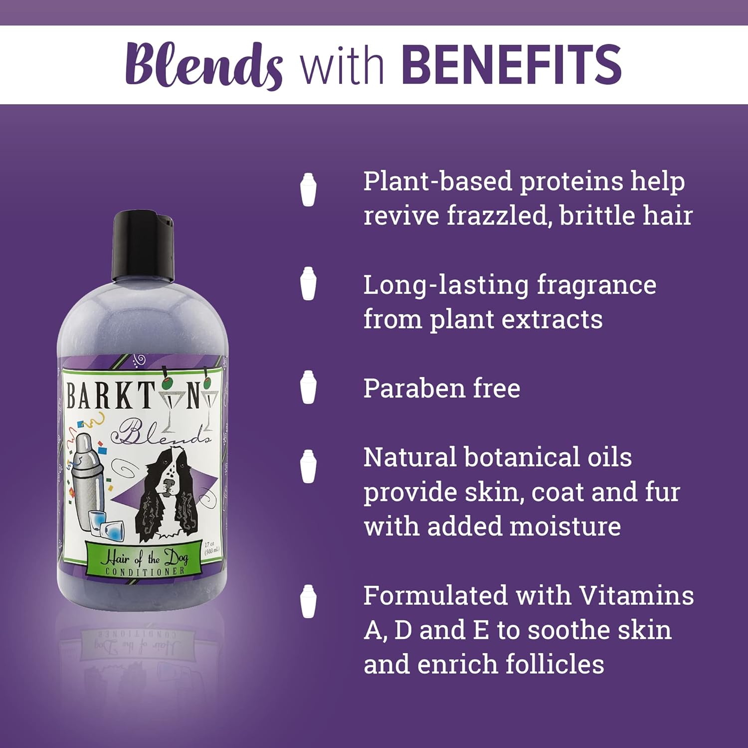 Kenic Barktini Blends – Acondicionador para mascotas para perros y gatos, acondicionador desenredante y suavizante para el pelo del perro, fórmula