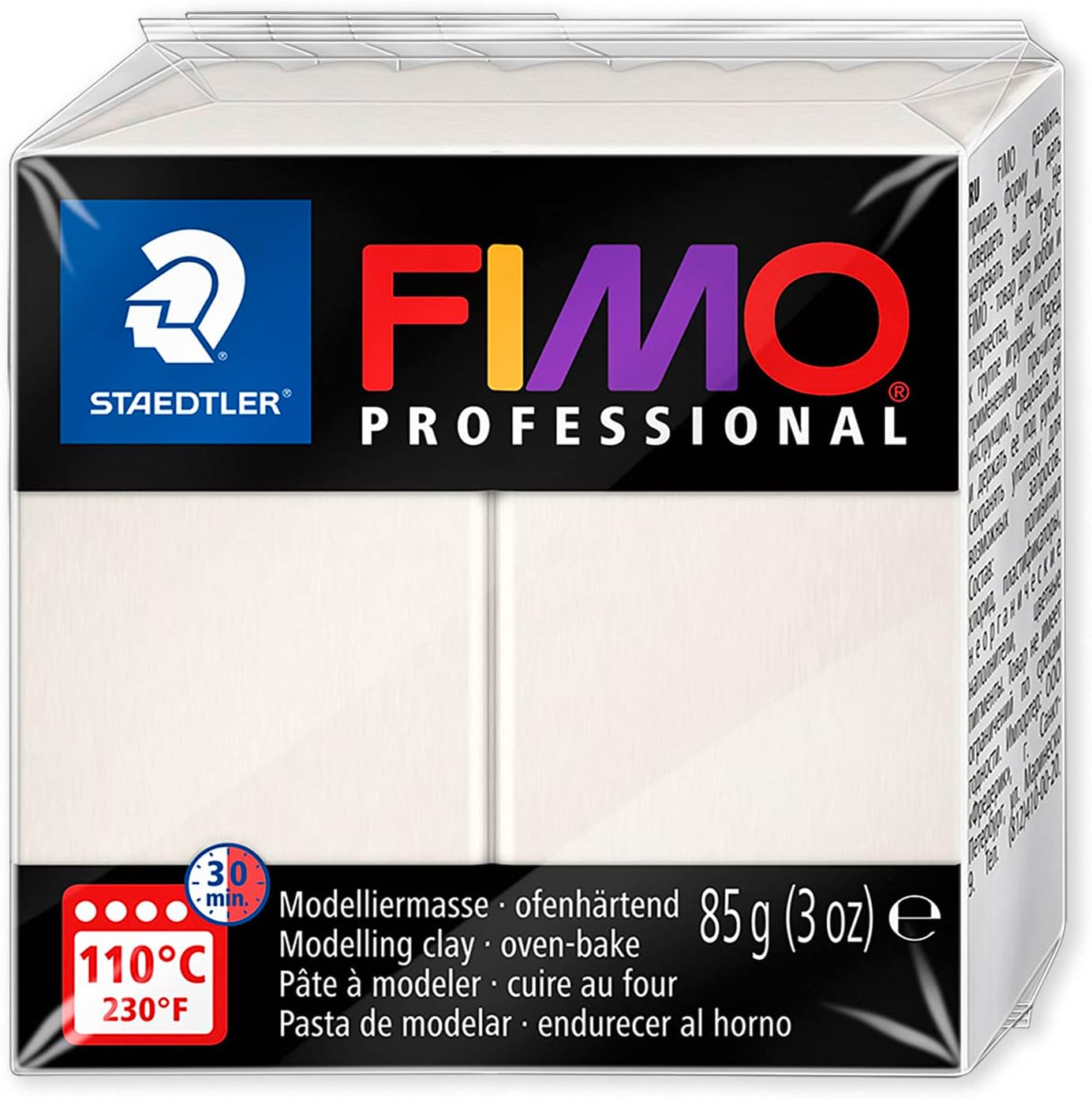 Staedtler 8004 FIMO Professional – Arcilla de modelado polimérica endurecedora para horno, paquete de 4 bloques de 3.00 oz, colores neutros