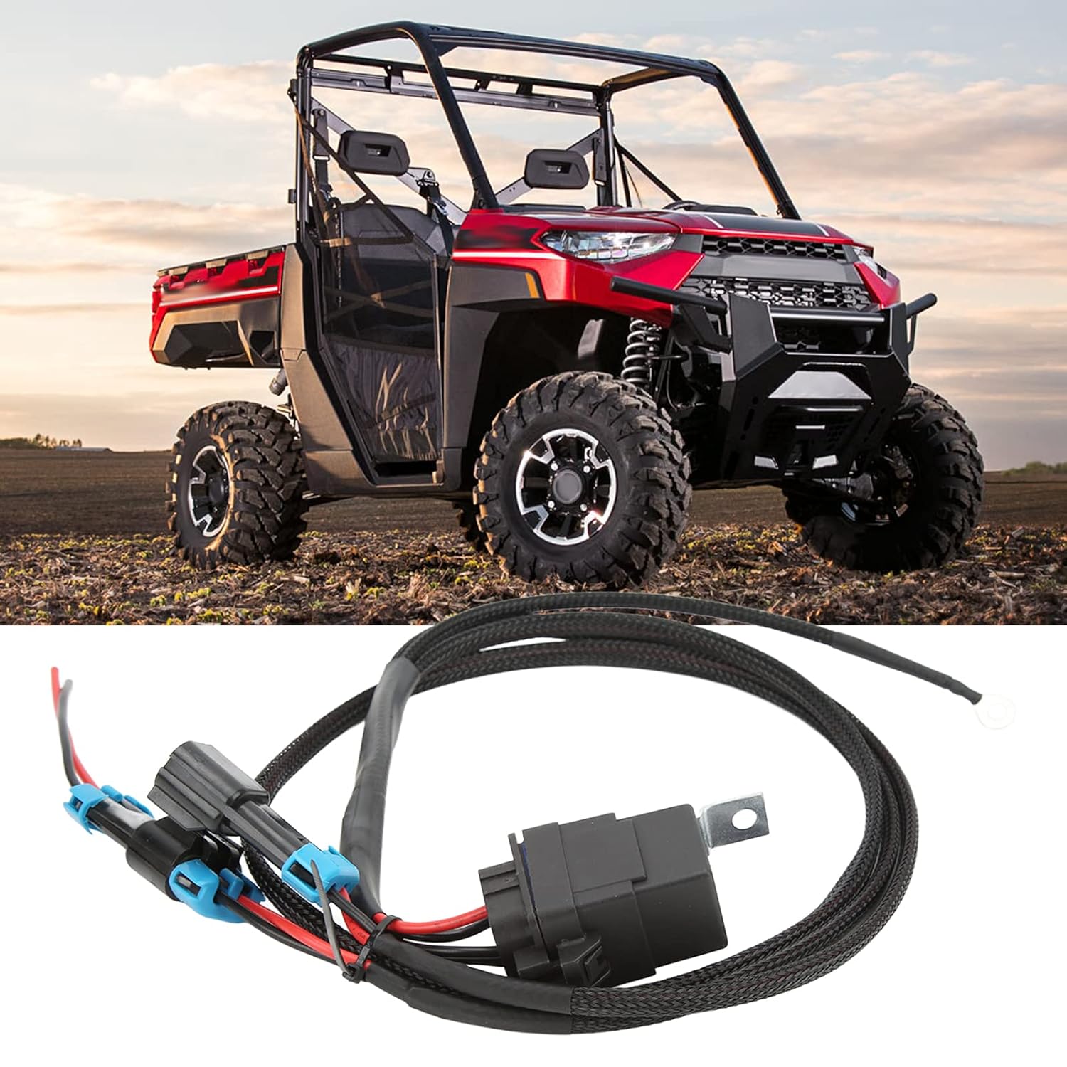 Aramox Arnés de cable de luz de respaldo compatible con Polaris Ranger XP 1000, arnés de cableado de luz inversa de 12 V 40 A, repuesto de cable de