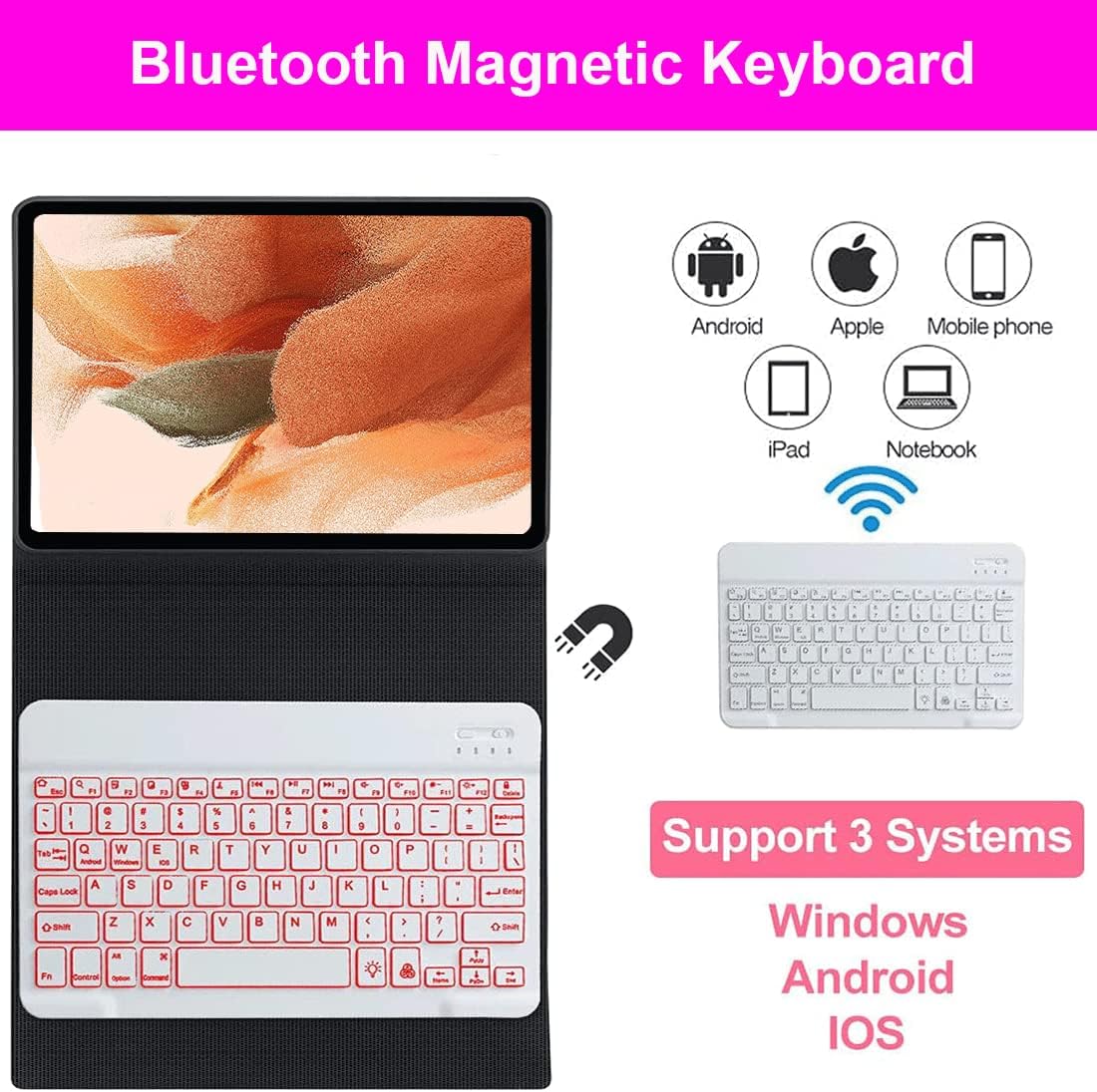 SUYOOULIN Funda de teclado para Samsung Galaxy Tab S9 Plus S9+ de 12.4 pulgadas 2023 (SM-X810X816BX818U) con soporte para bolígrafo S, funda de