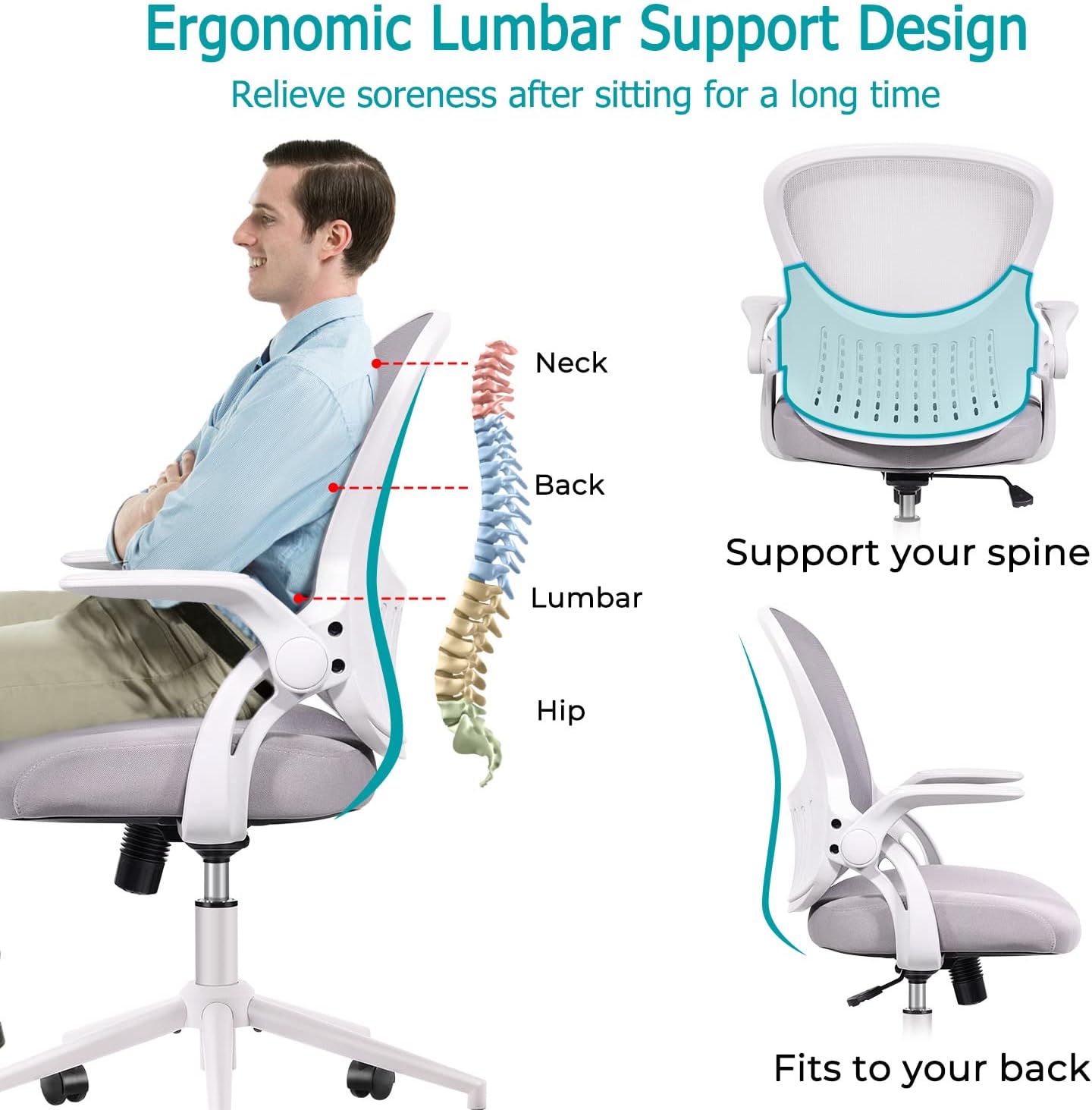 Silla de oficina en casa, silla de computadora de malla con respaldo medio, silla de escritorio ergonómica, silla giratoria de altura ajustable con