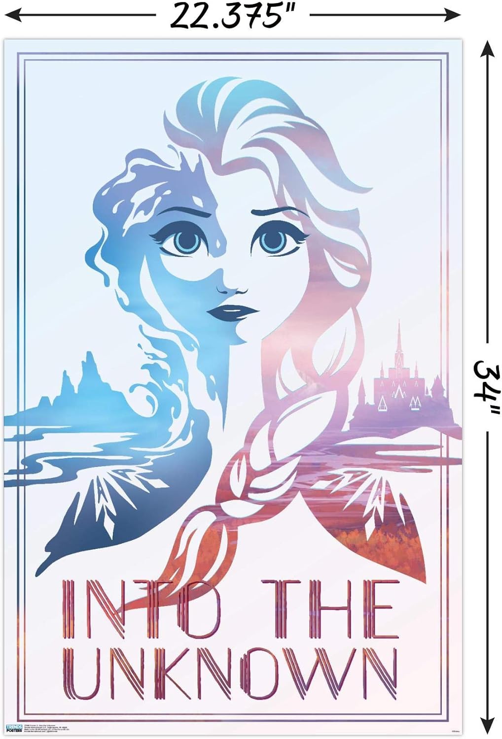 Trends International Disney Frozen 2 – Póster de “Into the Unknown Wall”, 22.375 x 34 pulgadas, paquete de póster y montaje