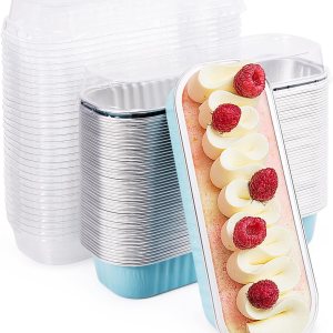 Paquete de 50 mini moldes para tartas con tapas, bolígrafos desechables de papel de aluminio para hornear cupcakes con tapa, moldes de hojalata para Paquete de 50 mini moldes para tartas con tapas, bolígrafos desechables de papel de aluminio para hornear cupcakes con tapa, moldes de hojalata para