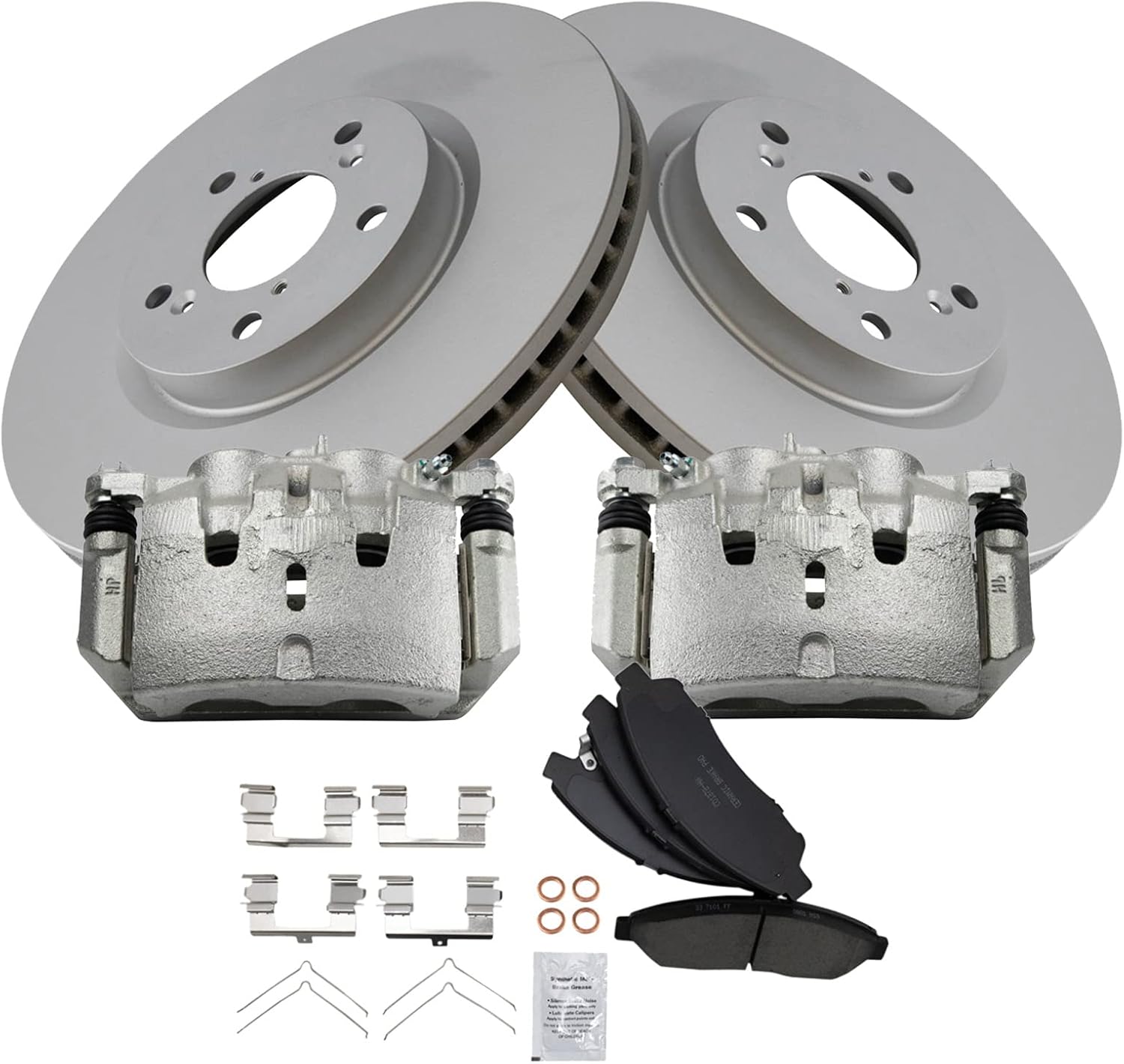 TRQ Pinzas de freno delanteras y rotores de cerámica compatibles con Honda Pilot 2009-2015