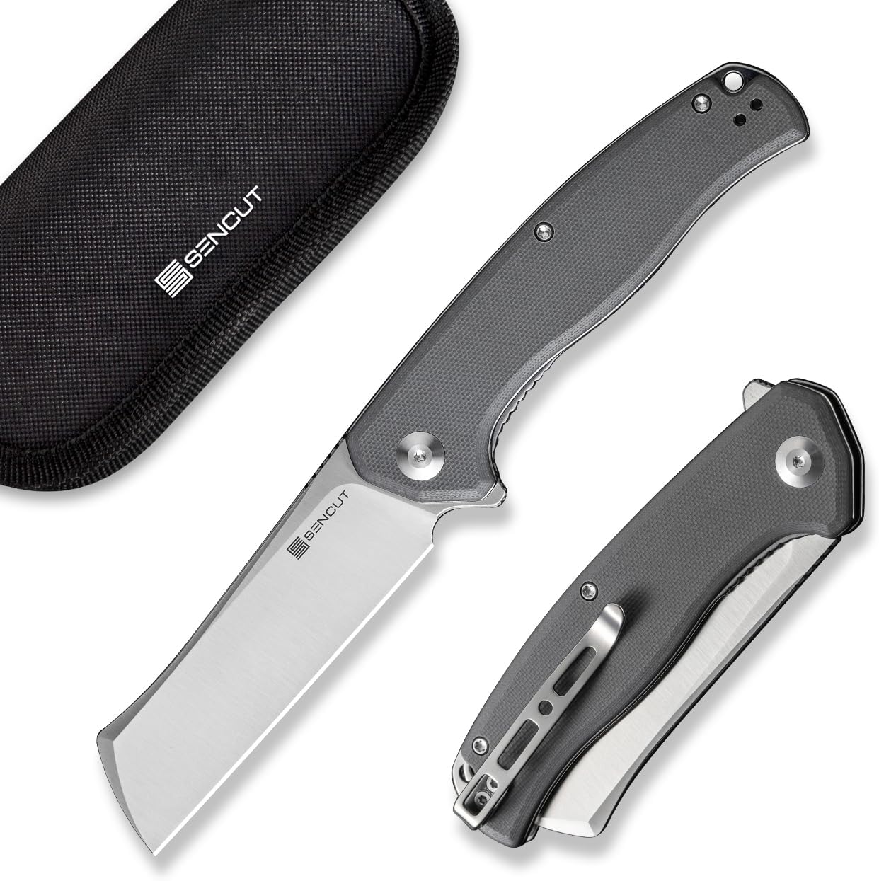 SENCUT Traxler – Cuchillo de bolsillo para hombre, cuchillo plegable para EDC, cuchillos de bloqueo con hoja de pie de oveja de 3.49 pulgadas y