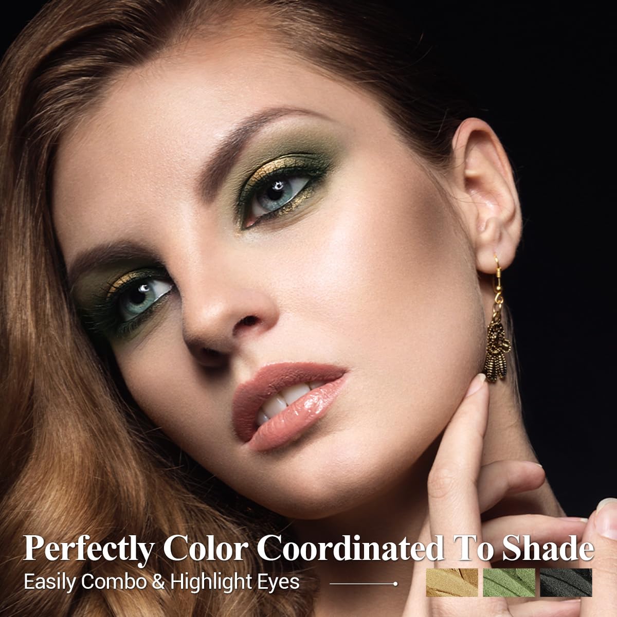 LUXAZA Juego de 3 lápices de sombra de ojos color crema, set de maquillaje de lápiz de larga duración para sombra de ojos, bosque dorado