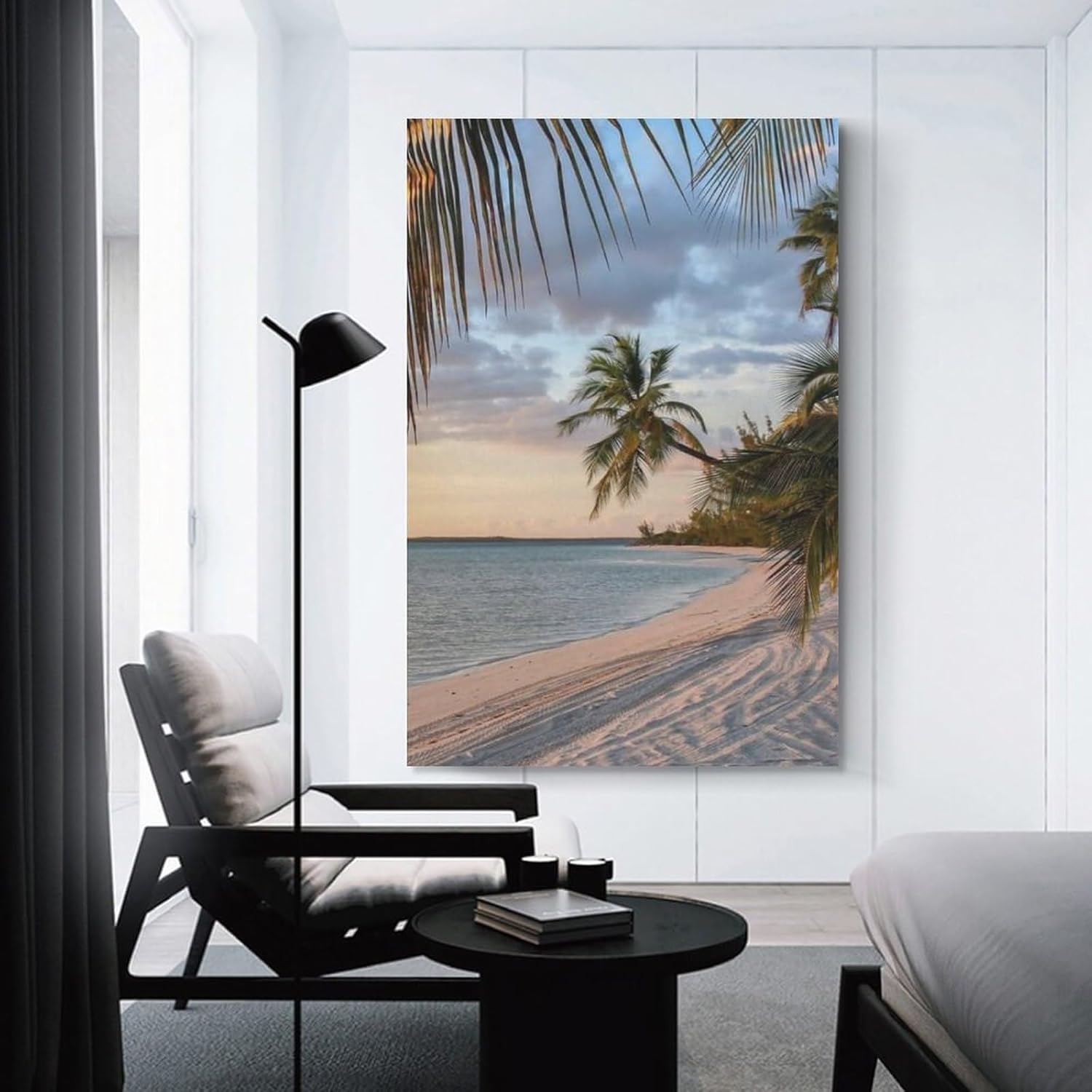 Pósteres al atardecer, océano, playa, olas, cocotero, playa, naturaleza, paisaje, arte de pared, lienzo, pósteres e impresiones artísticas de pared