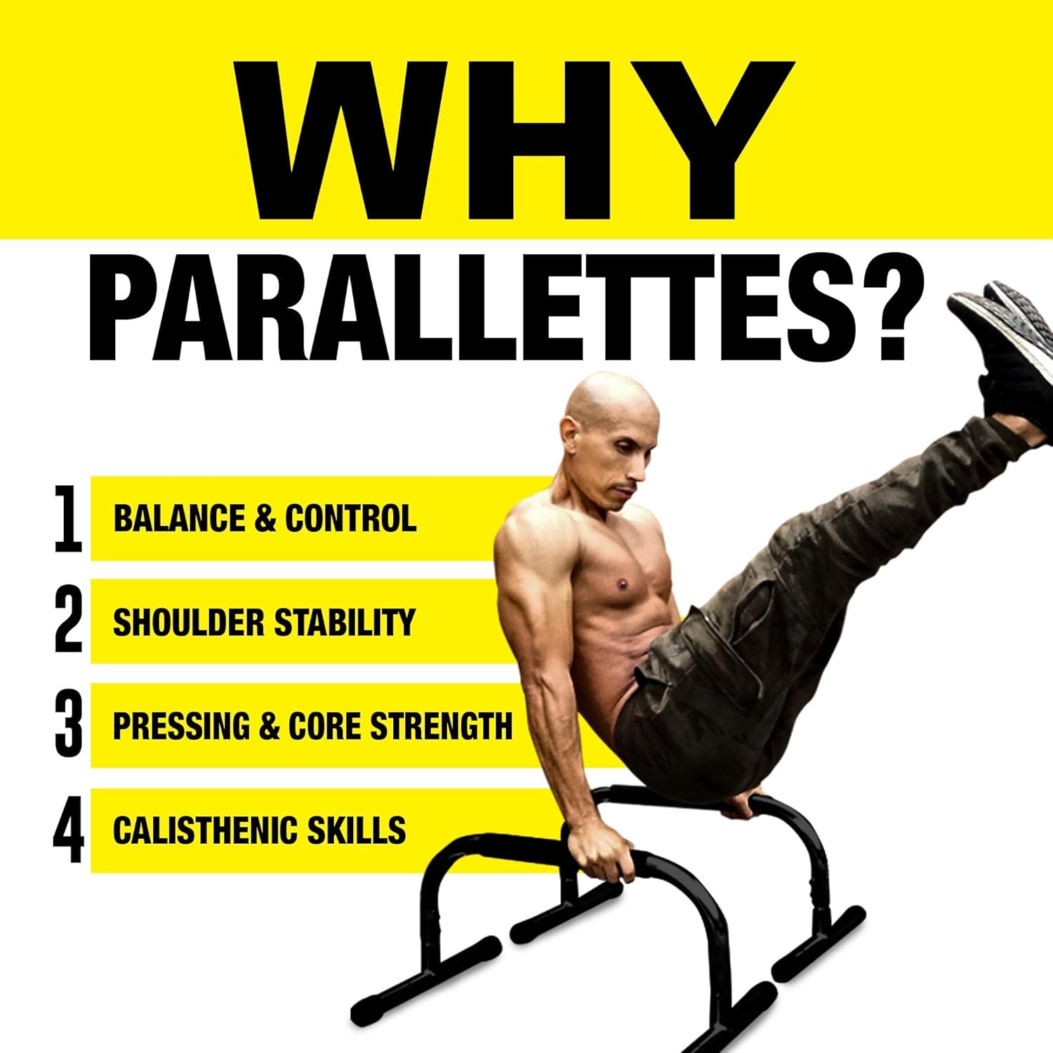 Lebert Fitness Parallette – Soporte de estación de inmersión para barras de empuje, perfecto para el hogar y el garaje, equipo de ejercicio,