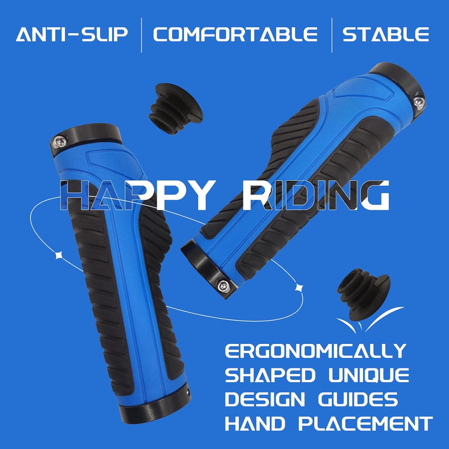 Empuñaduras de manillar de bicicleta, agarres de manillar de bicicleta de montaña, agarre de doble abrazadera de aluminio para MTB BMX extremos de