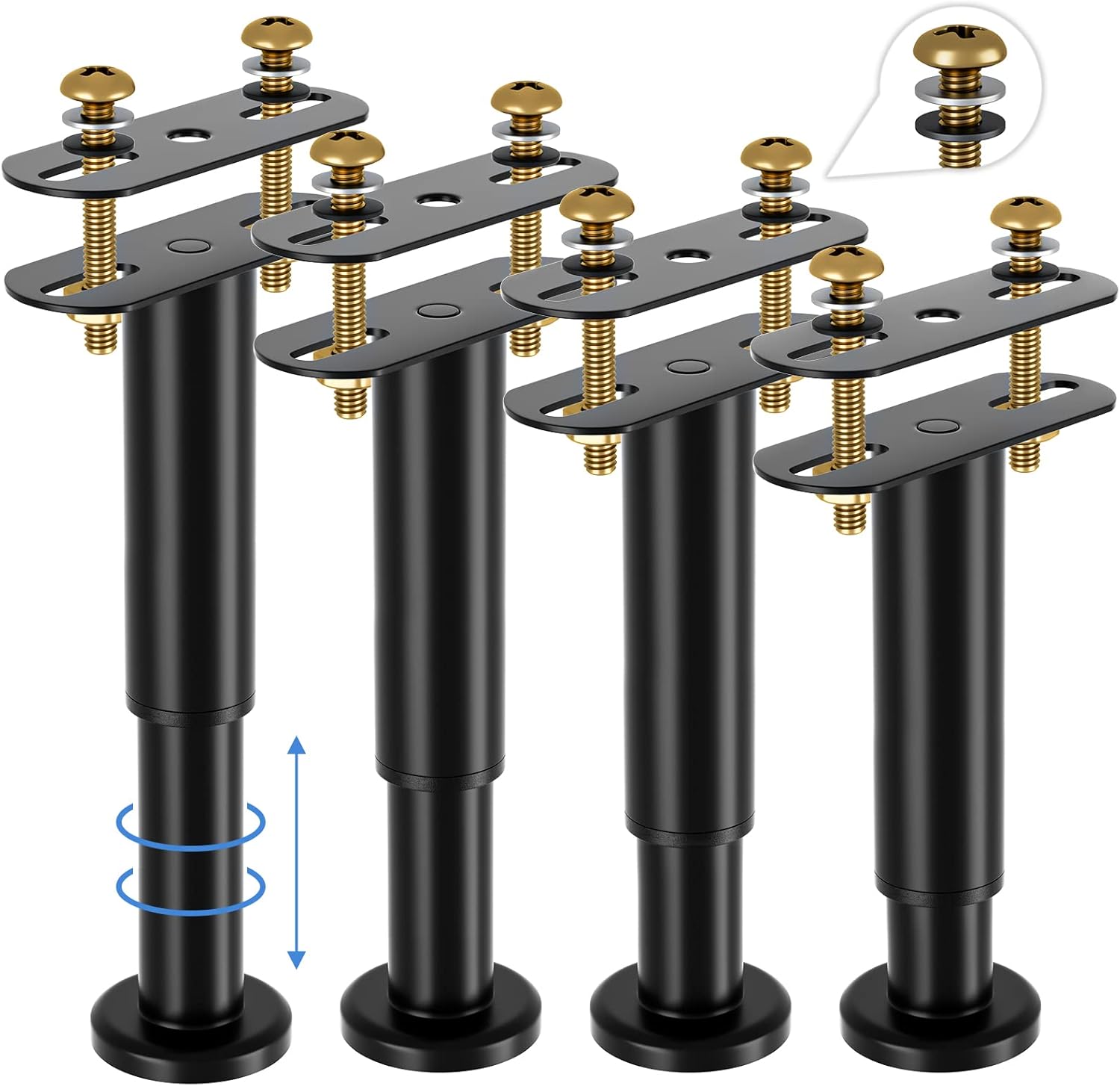 O.HSNYIU Soporte mejorado para patas de cama, 4 patas de soporte de marco de cama de metal ajustables, reemplazo de patas de cama ajustables de 5.9
