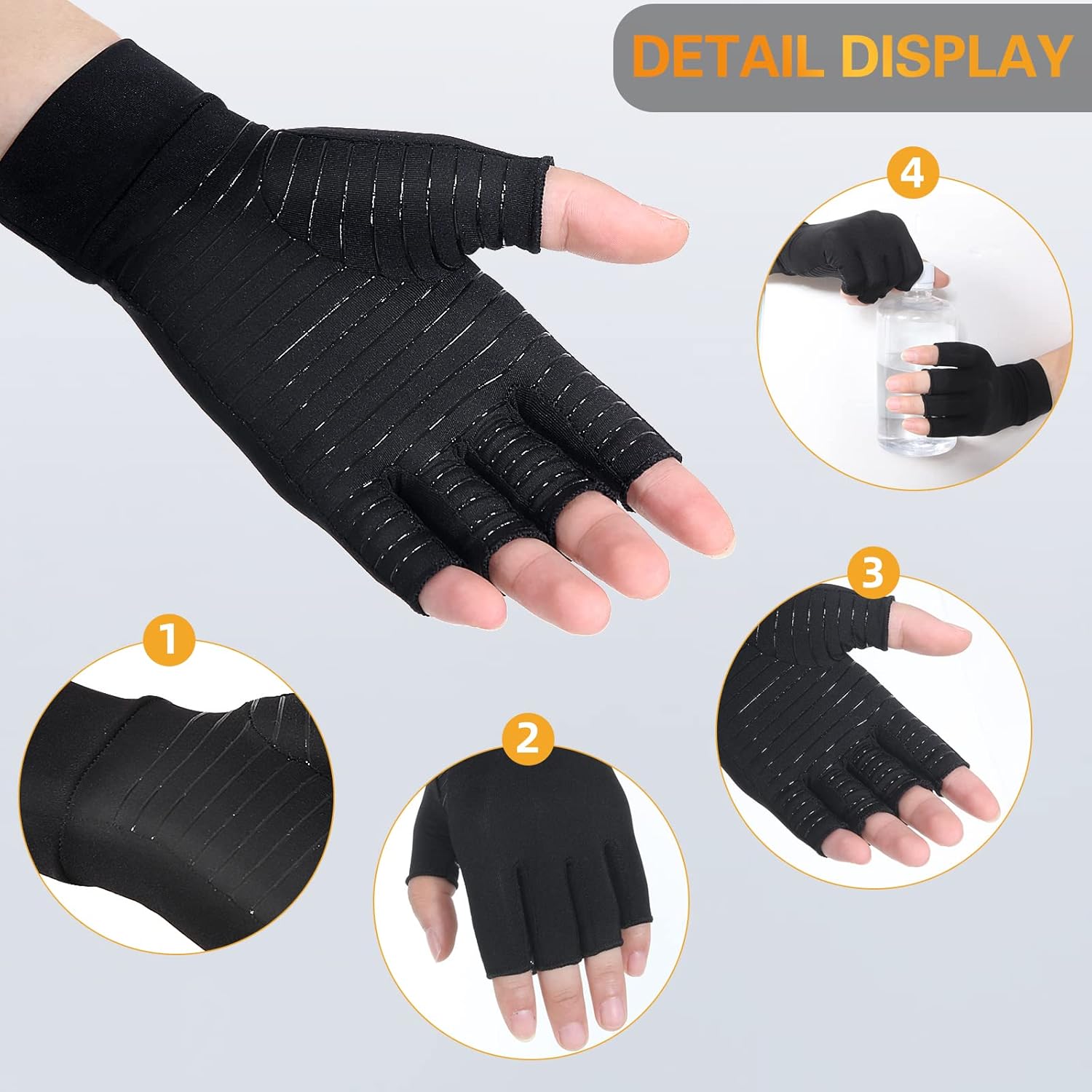 Donfri Guantes de compresión de cobre para artritis para mujeres y hombres, alivian el dolor de manos, la hinchazón y el túnel carpiano (1 par,