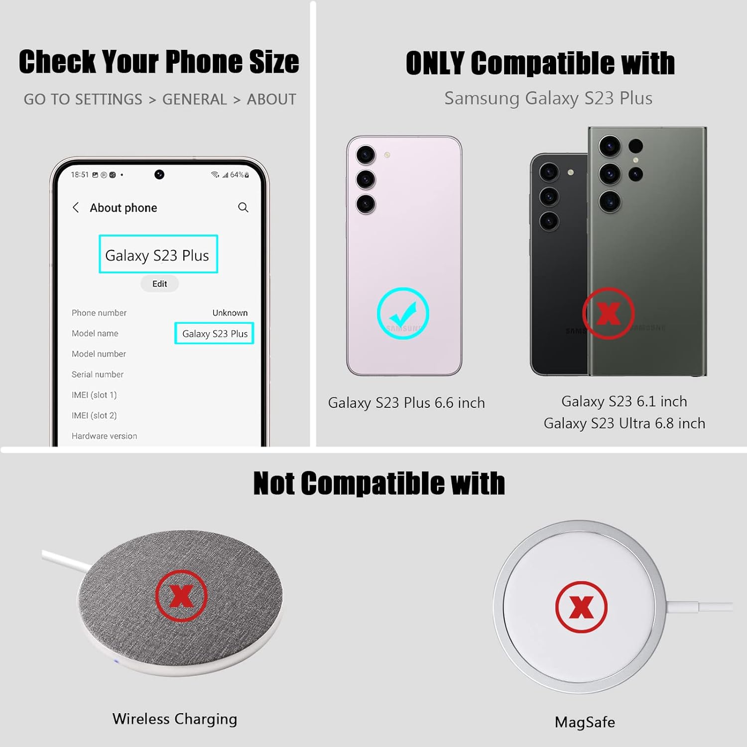 Nvollnoe Funda para Samsung S23 Plus con tarjetero almacena 5 tarjetas Funda de doble capa resistente a prueba de golpes para Samsung Galaxy S23