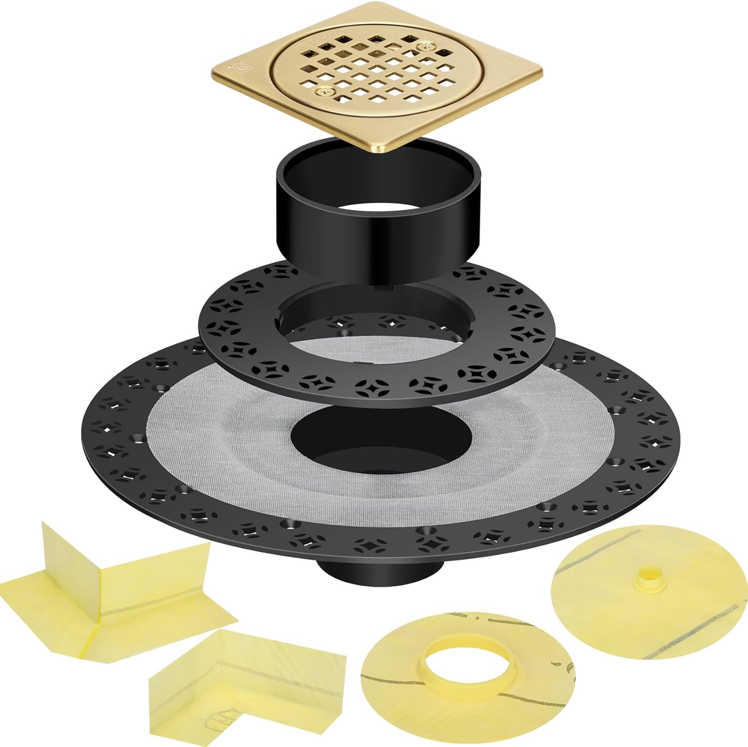 Kit de drenaje de suelo de ducha, compatible con drenaje de ducha Schluter Systems Kerdi, kit de cubierta de drenaje de ducha con rejilla de drenaje