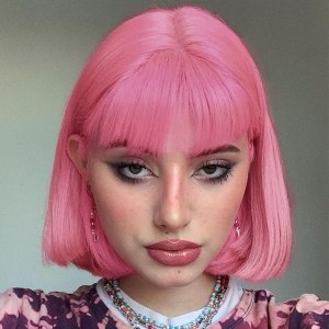 Peluca Bob con flequillo, pelucas rosas de 12 pulgadas para mujer, pelucas cortas de aspecto natural con flequillo, peluca Bob súper linda fácil de Peluca Bob con flequillo, pelucas rosas de 12 pulgadas para mujer, pelucas cortas de aspecto natural con flequillo, peluca Bob súper linda fácil de