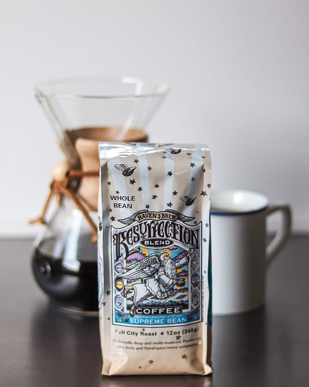 Raven’s Brew Coffee Café de cuerpo completo tostado molido de ciudad asado molido – Resurrection Blend 12oz