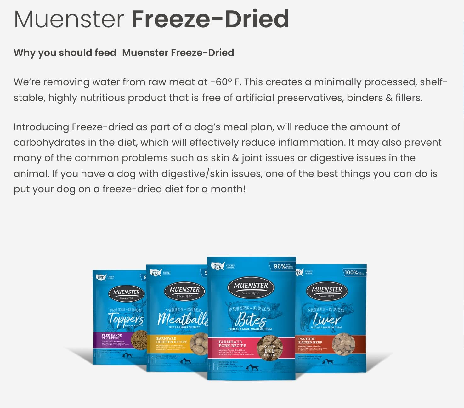 Muenster Receta de alce liofilizado para perros, paquete de 8 onzas