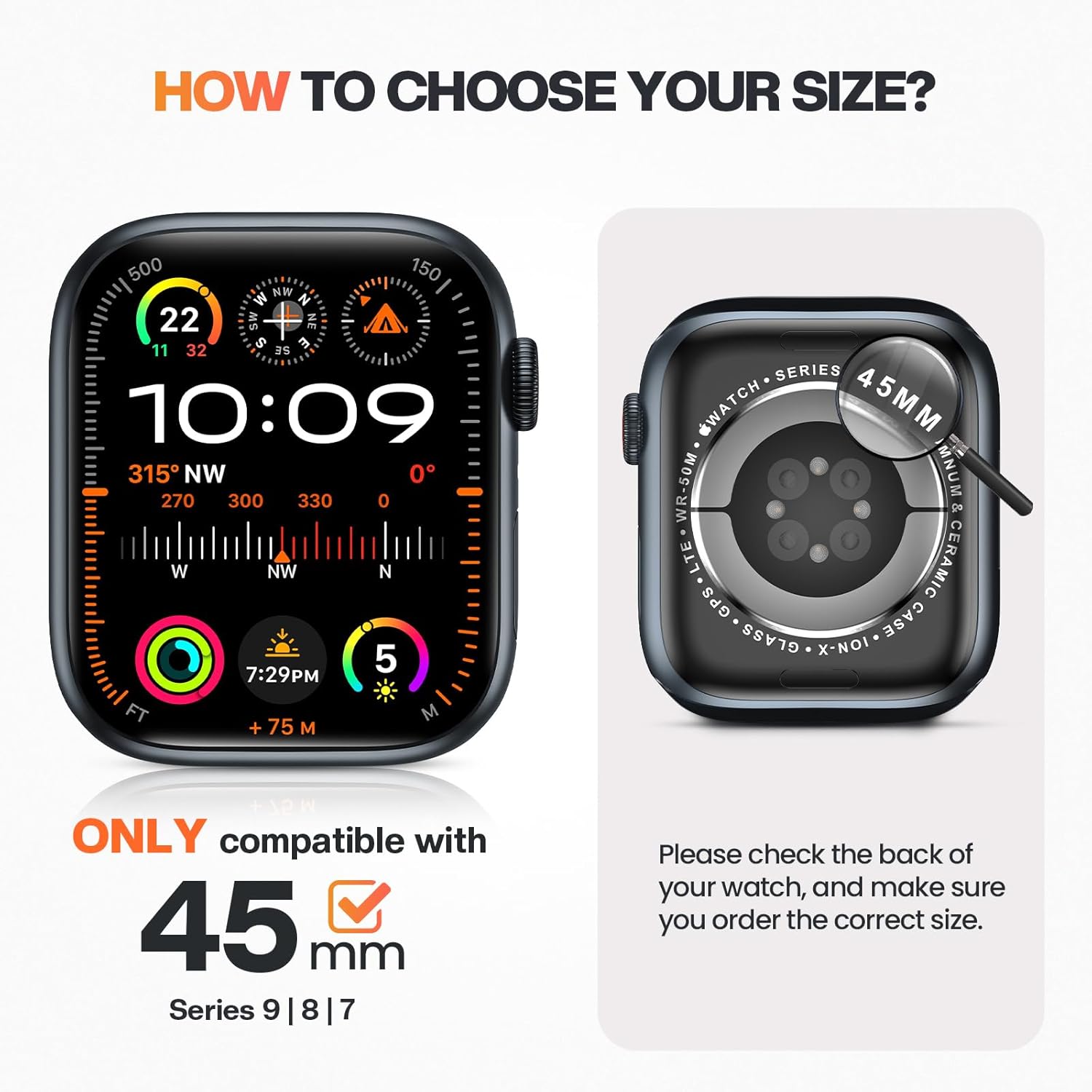 Goton Funda impermeable de privacidad compatible con Apple Watch protector de pantalla de 1.811 in, 1.654 in, 1.772 in, 1.732 in, 1.614 in, 1.575
