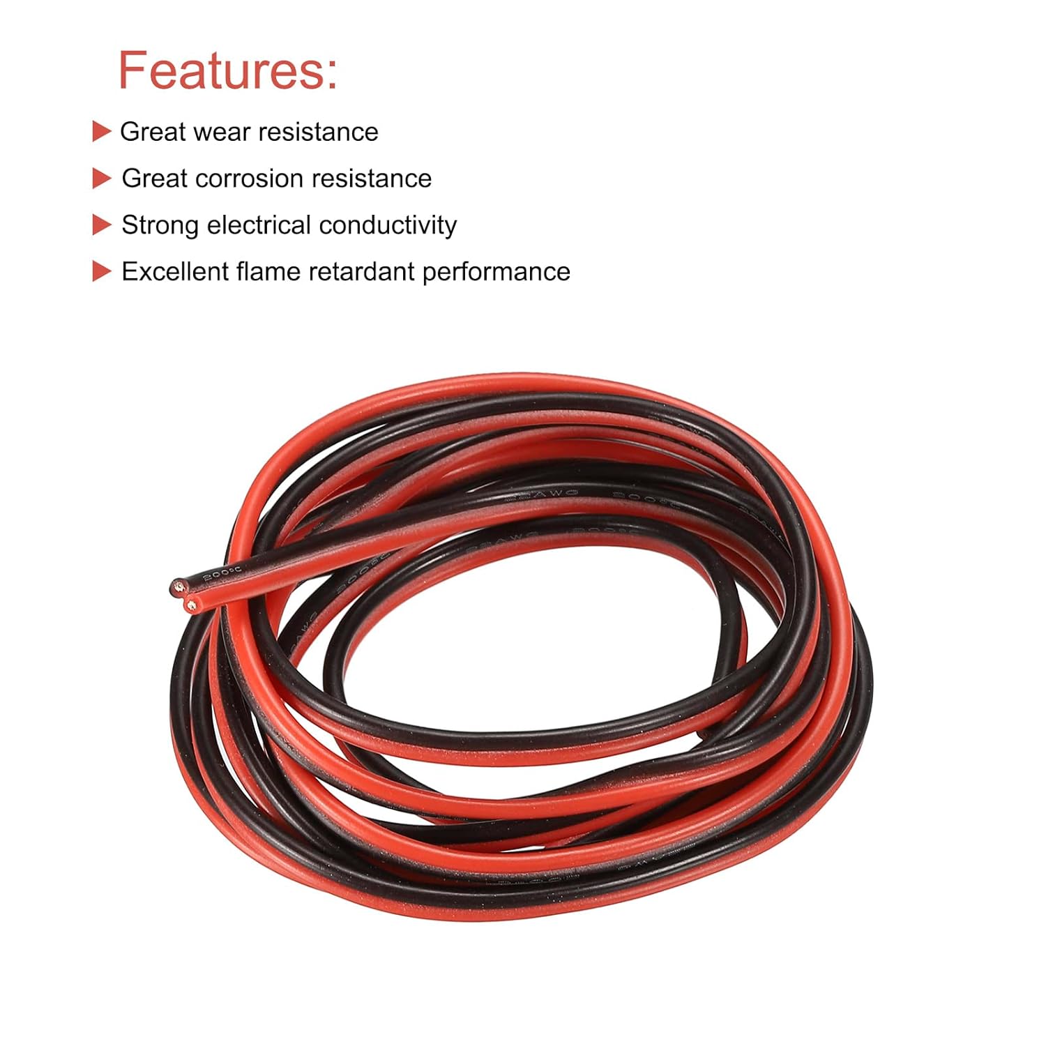MECCANIXITY Alambre de calibre 22, 2 conductores, alambre de silicona paralelo de 22 AWG, alambre eléctrico de cobre estañado de 4.9 ft5 pies para