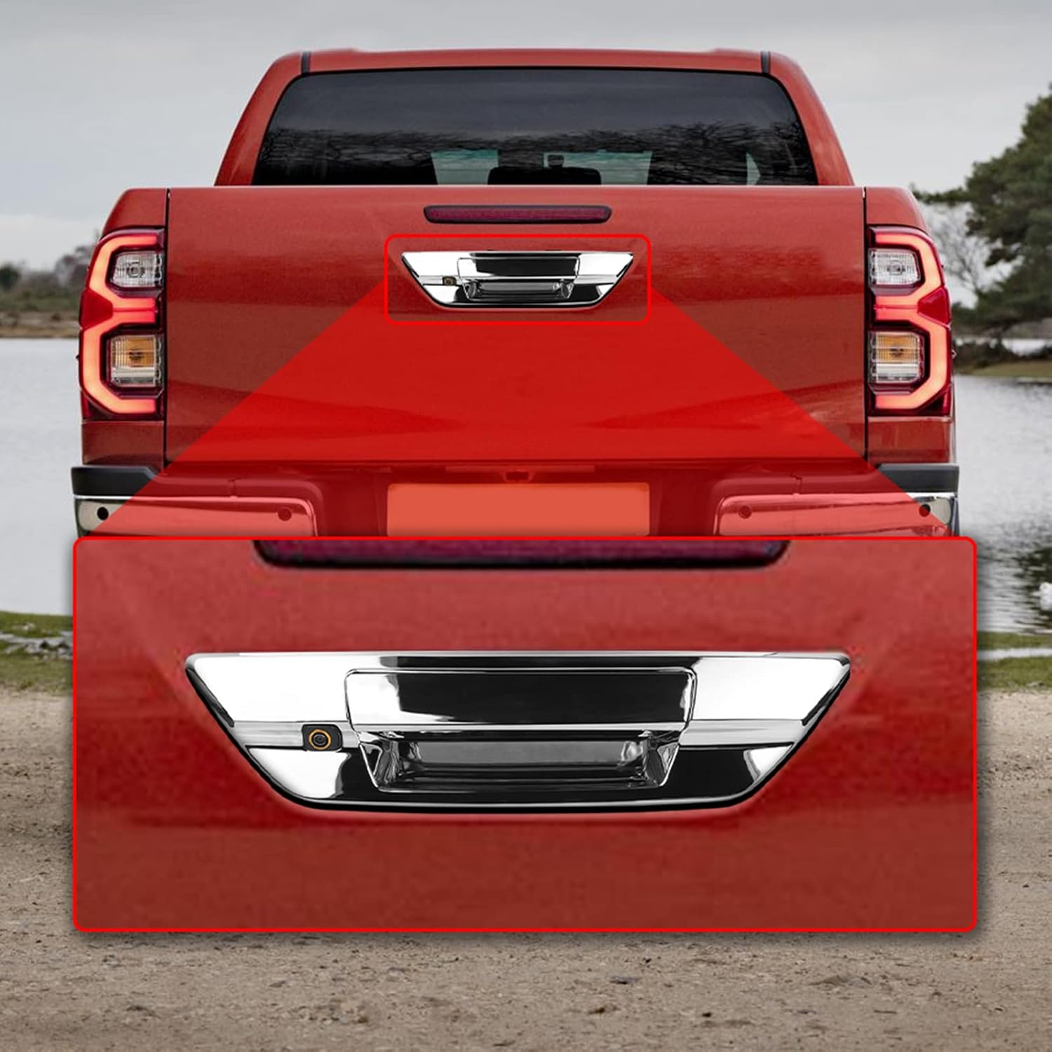 Cámara de respaldo inversa, Fydun DC 12 V IP68 impermeable ángulo de visión de 110  visión nocturna cámara de respaldo para automóvil Hilux Revo