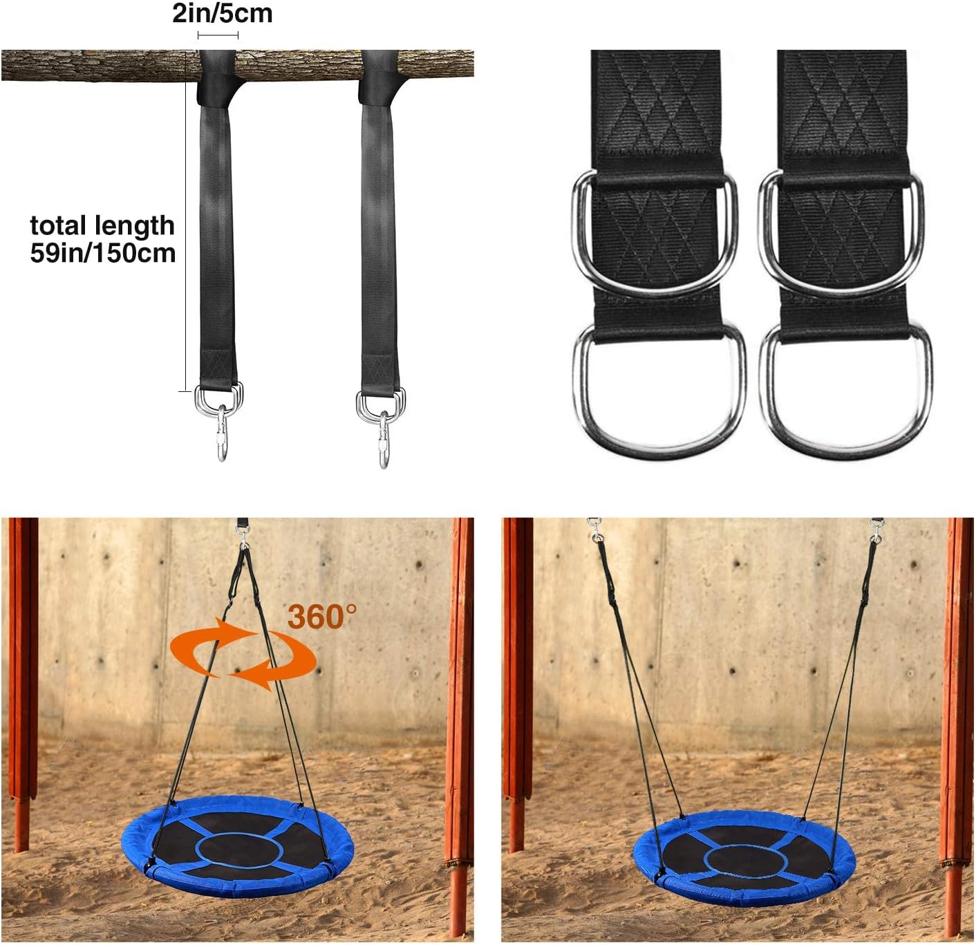 RedSwing Columpio para niños en interiores y exteriores, columpio redondo grande de 4340 pulgadas, ideal para árboles, columpios, patio trasero,