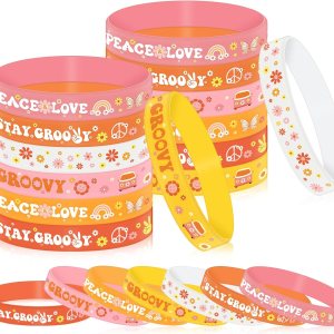 Hippie Boho Silicone Bracelets Stay Groovy Wristbands Retro Hippie Rainbow Bracelets Daisy Flower Peace Sign Wristbands for Girl Kid Boho Two Groovy Hippie Boho Silicone Bracelets Stay Groovy Wristbands Retro Hippie Rainbow Bracelets Daisy Flower Peace Sign Wristbands for Girl Kid Boho Two Groovy